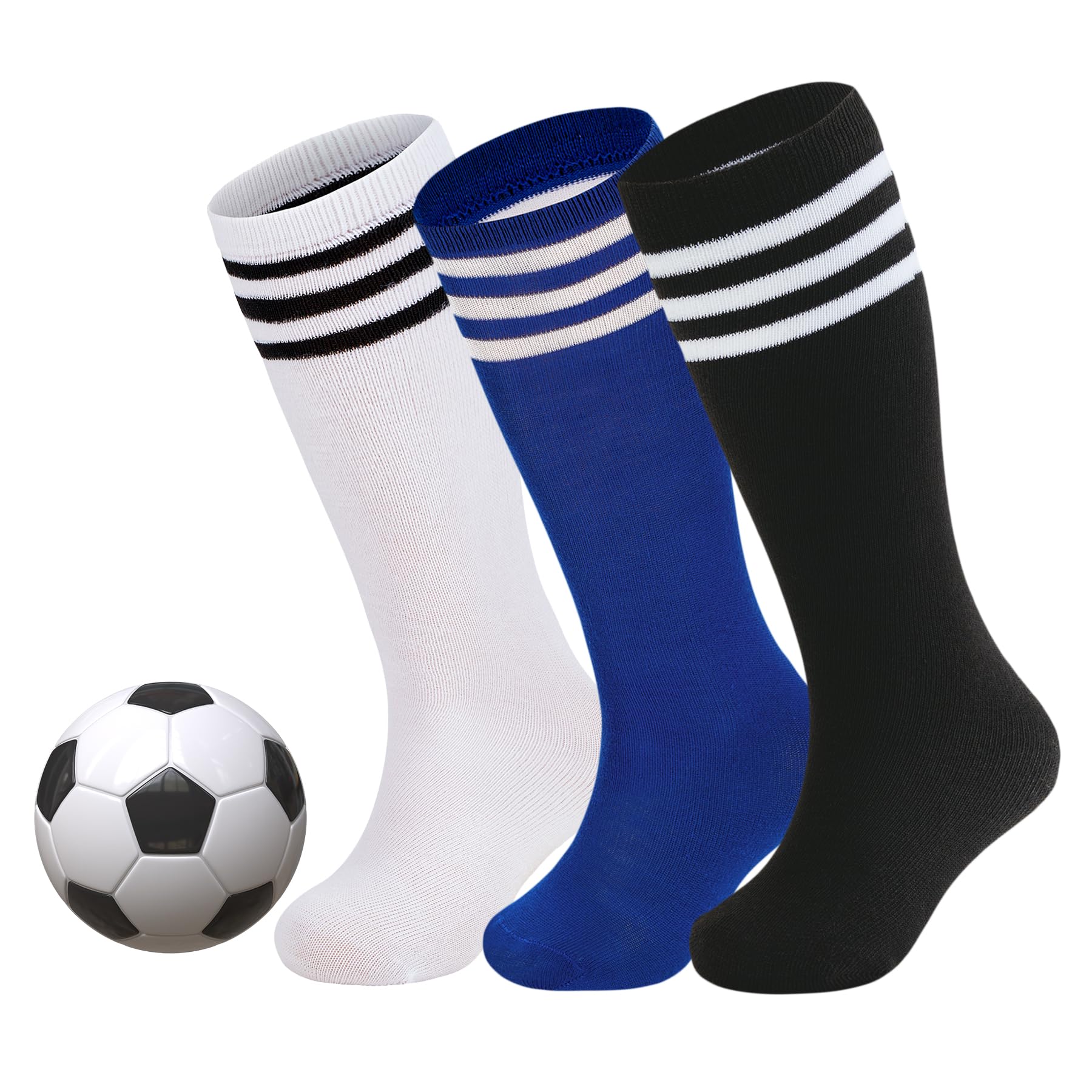 Zando Kids Soccer Socks - Youth Baseball Football Softball Cotton Knee High Socks for Girls - Perfect for Sports Training, Games & Team Uniforms