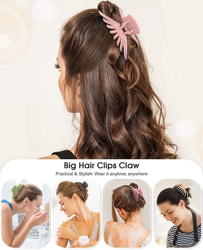 BELICIA 4.7 Inch Hair Claw Clips for Women - Strong Hold Hair Clips for Thick & Thin Hair - Fashion Hair Accessories Set (4 Pack) - Perfect for Daily Styling, Work, Parties & Christmas Gifts