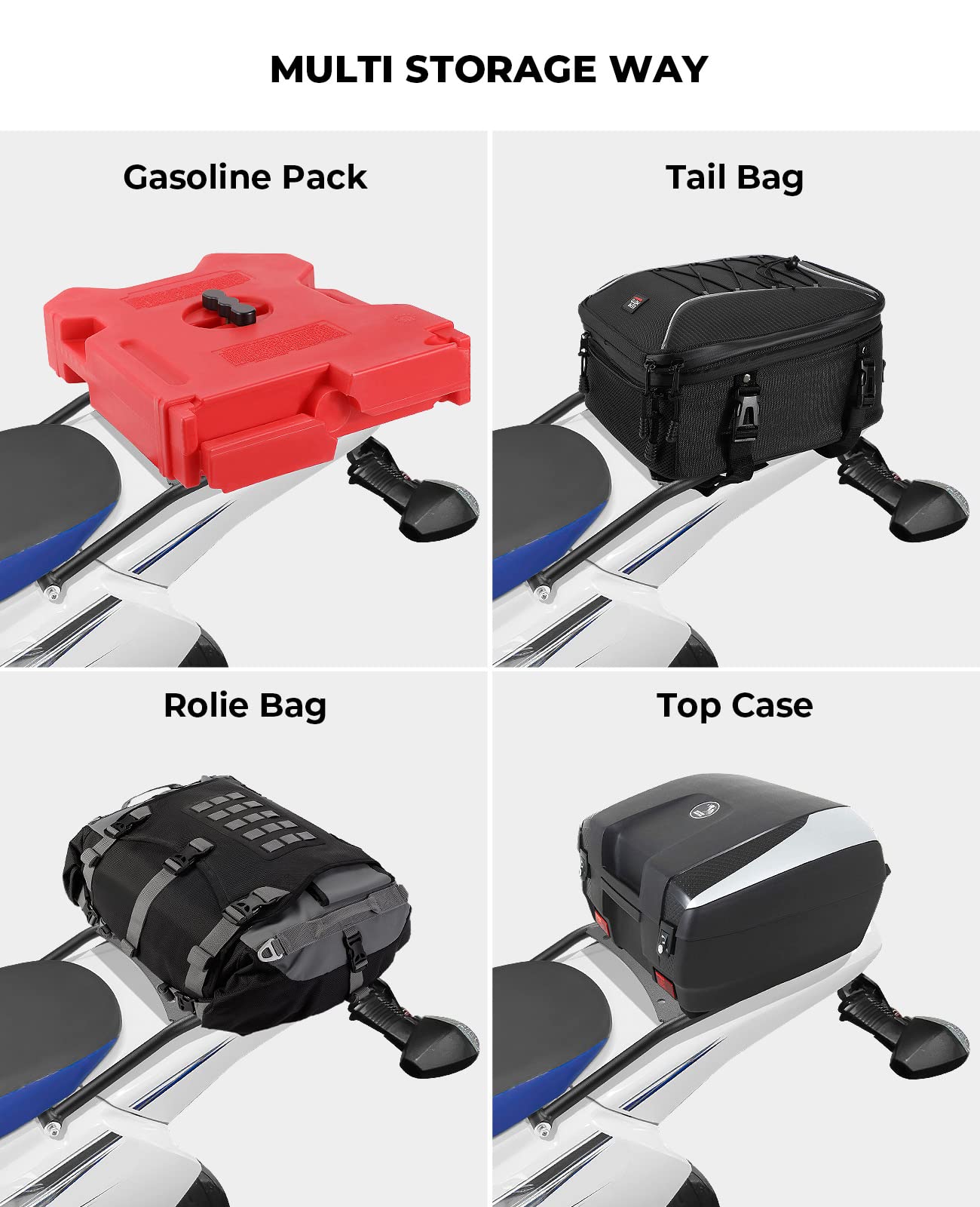 KEMIMOTO Heavy Duty Rear Rack Luggage Carrier for Suzuki DRZ400S/SM & Kawasaki KLX400S - Durable Motorcycle Cargo Rack for Enduro Adventure & Off-Road Riding - Perfect for Camping Gear, Tools & Equipment Storage