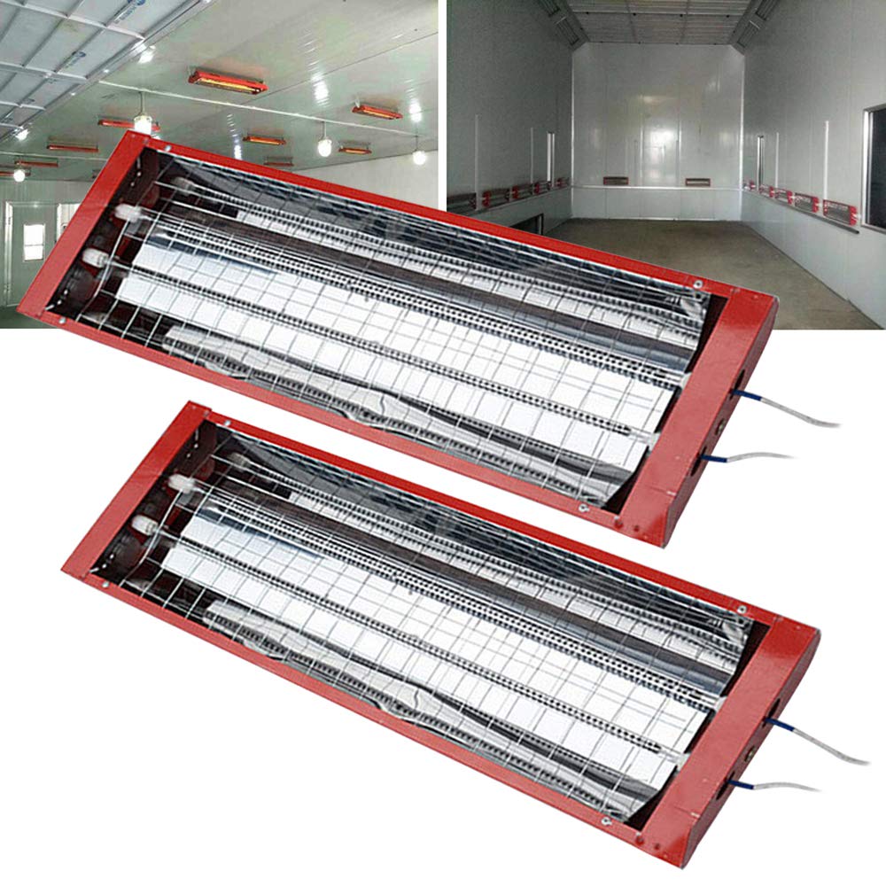 Xuthusman 2Pcs 2KW Infrared Paint Curing Lamp - Carbon Fiber Auto Heating Light for Spray Baking Booth, Car Body Repair & DIY Projects