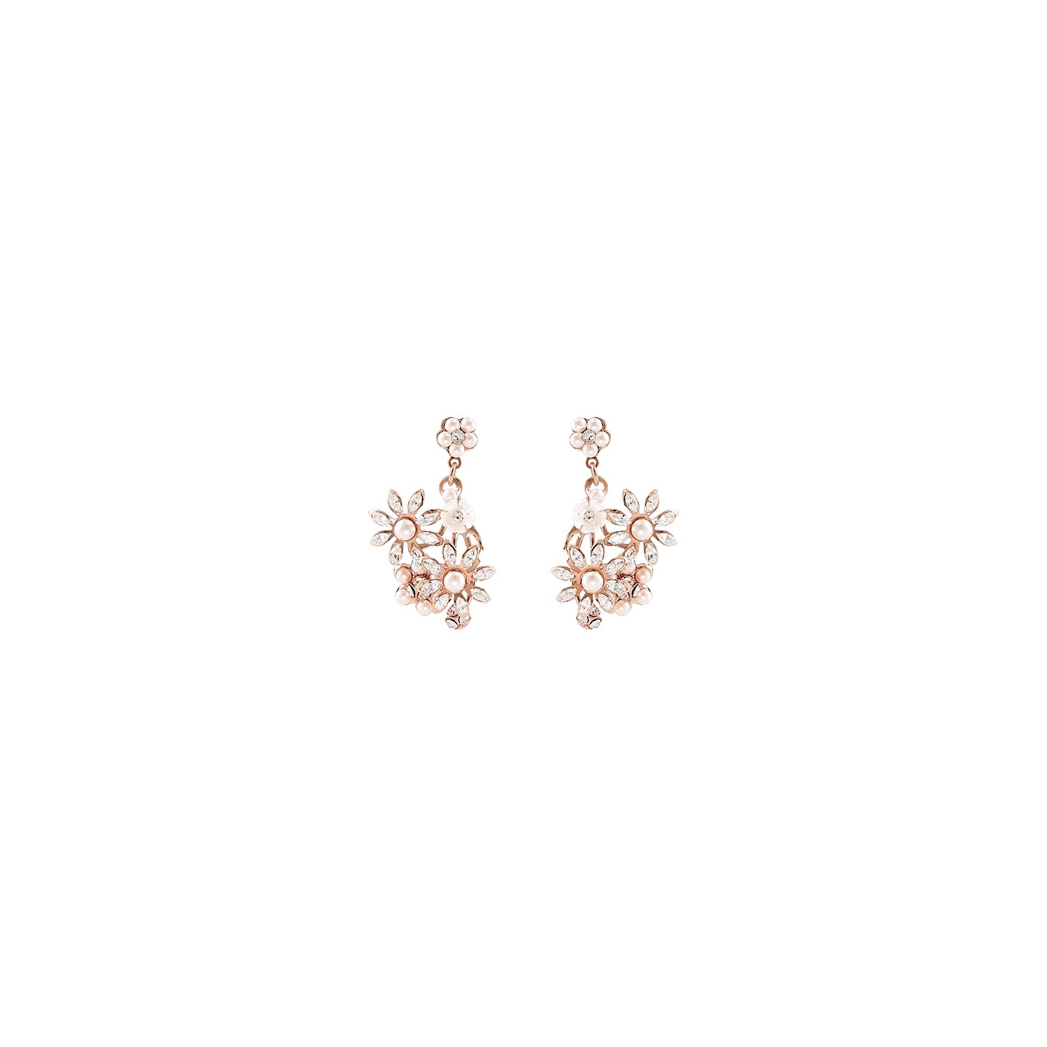 LUNE EN FLEURS Floral Dangle Earrings for Women - Elegant French Inspired Jewelry for Date Night, Wedding & Special Occasions