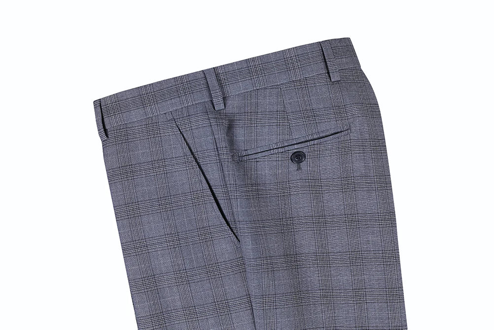 Men's 3-Piece Gray Glen Plaid Suit - 2 Button Regular Fit Business Formal Attire for Weddings, Office & Special Occasions