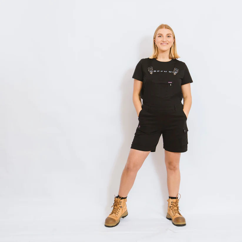 Women's Denim Shortalls - Comfortable Stretch Workwear Jumpsuit for Women | Perfect for Casual Work, Gardening & Outdoor Activities