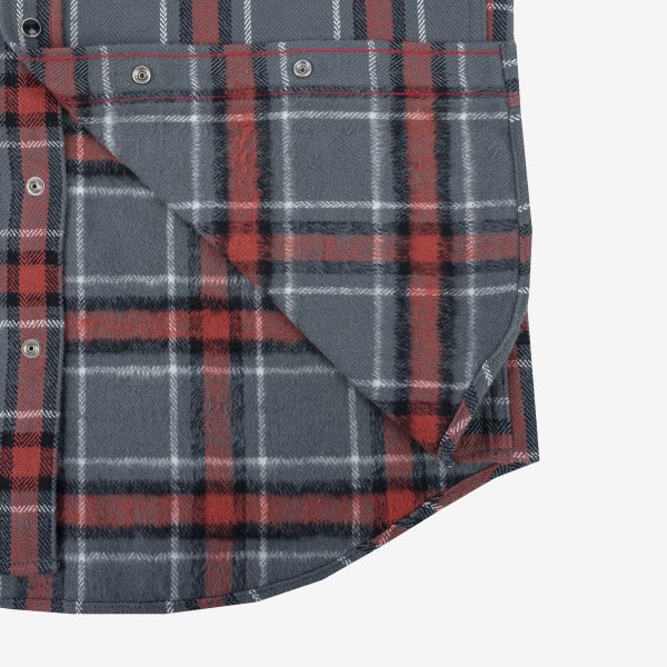 Iron Heart IHSH 369 12oz Heavy Flannel Western Shirt - Herringbone Check, Grey | Durable Workwear & Outdoor Casual Shirt for Men