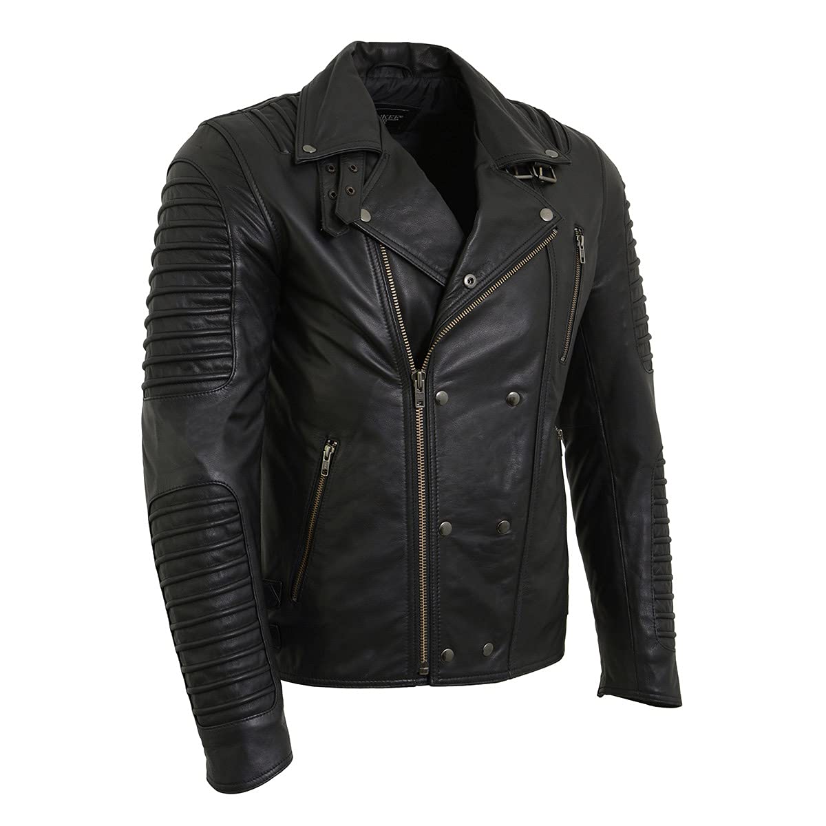 Milwaukee Leather SFM1885 Men's Black Leather Motorcycle Jacket with Piping Design - Stylish Biker Jacket for Riding & Casual Wear