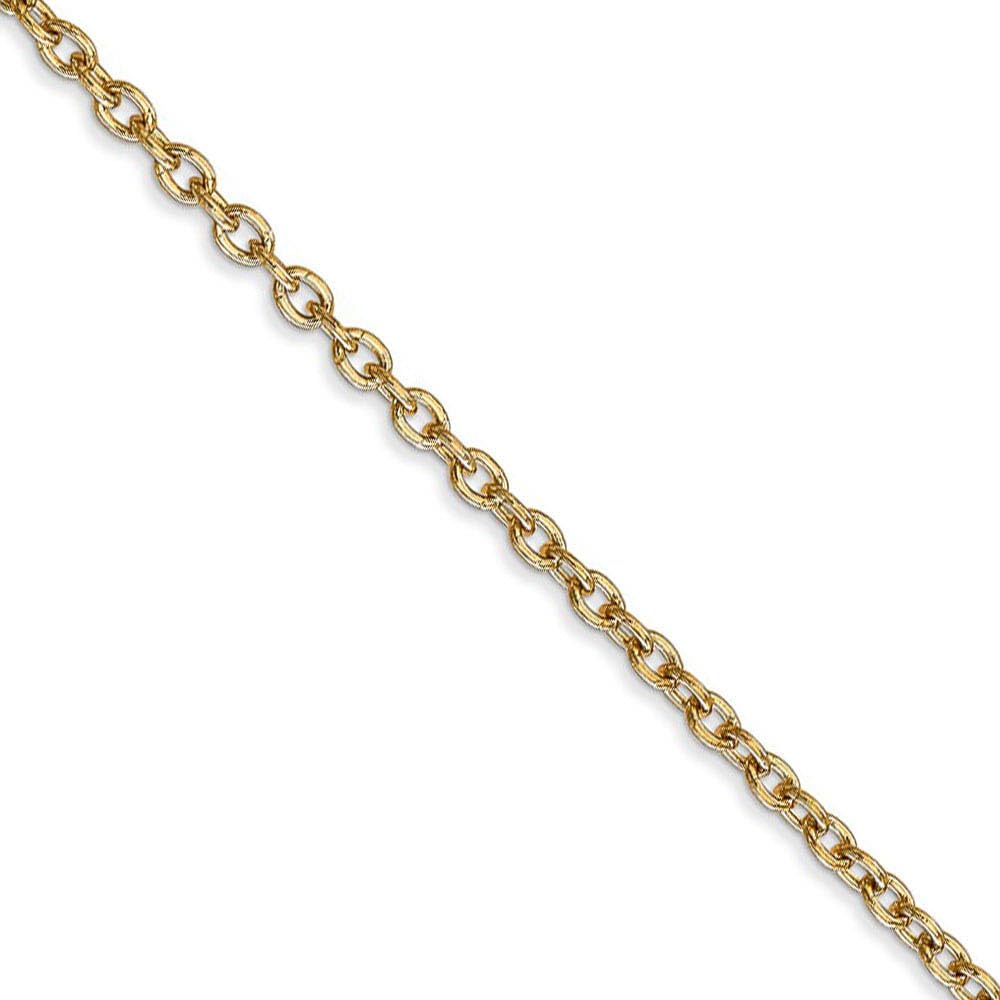14K Yellow Gold Solid Link Chain Necklace - Elegant for Daily Wear