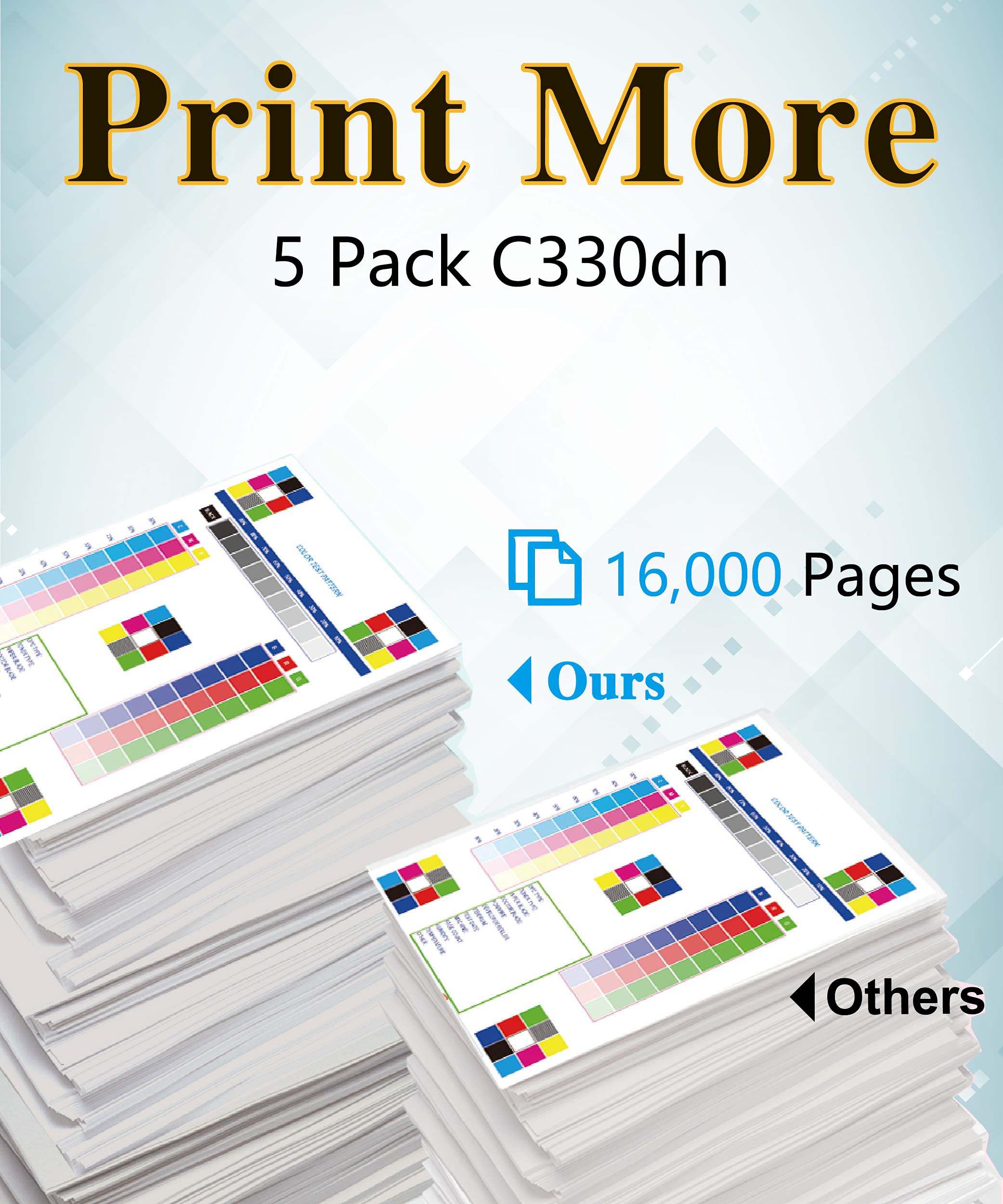MM MUCH & MORE 5-Pack Toner Cartridge for OKI C330DN/C530DN Printers - Home & Office Use