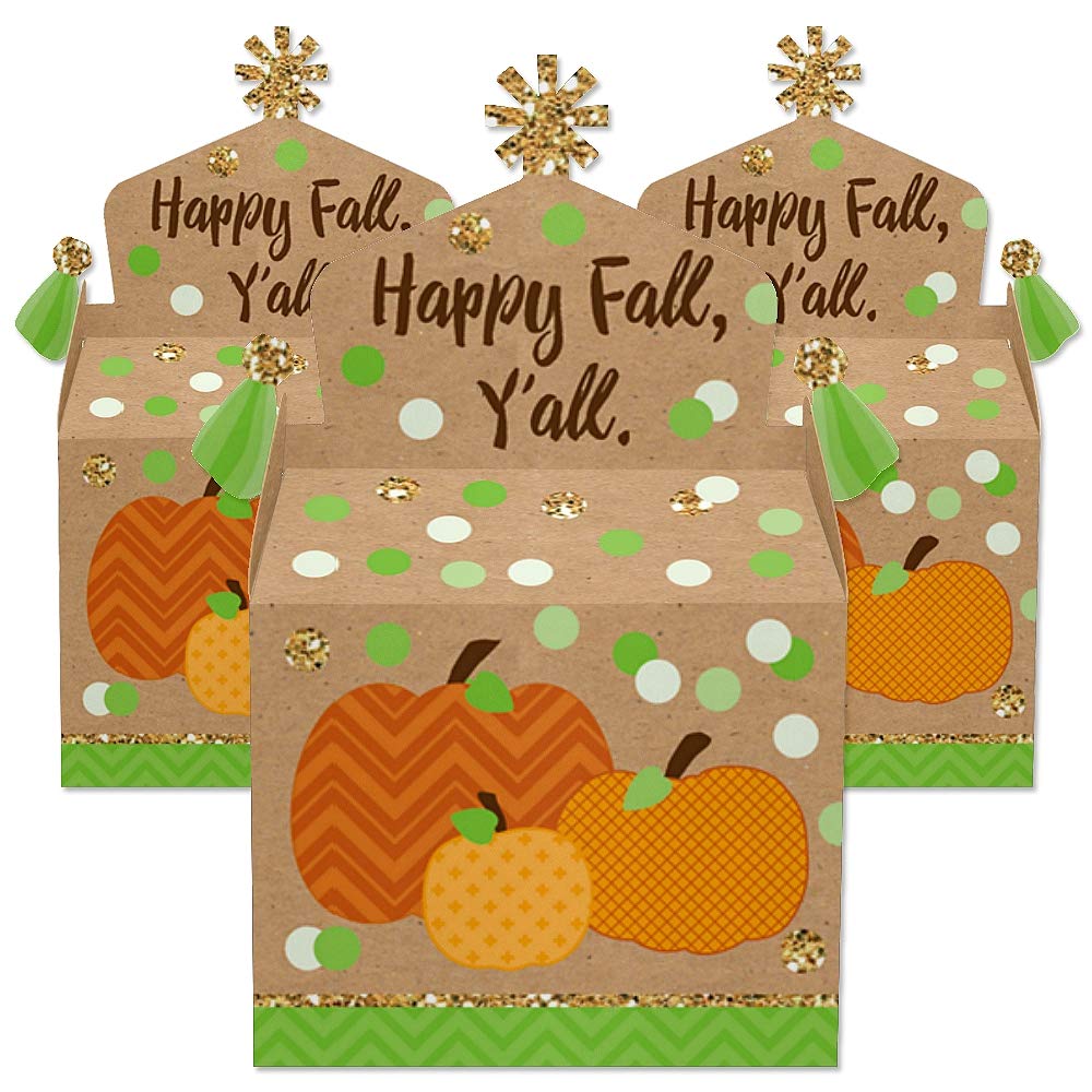 Big Dot of Happiness Pumpkin Patch Treat Box Party Favors - Set of 12 Fall Halloween Thanksgiving Goodie Gable Boxes for Classroom Parties, Autumn Celebrations & Holiday Gift Giving