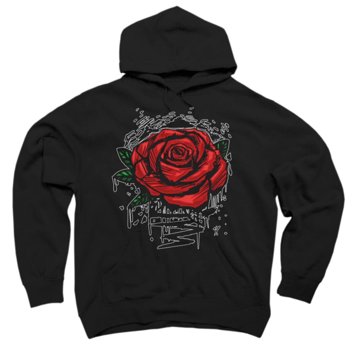 Design By Humans Unisex Rugged Rose Pullover Hoodie by Adamzworld - Soft Cotton Streetwear for Men & Women - Perfect for Casual Outfits, Gym Wear & Outdoor Activities