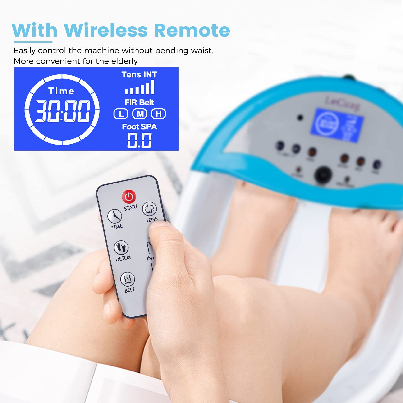 2023 Ionic Foot Bath Detox Machine with Remote Control - Ion Foot Spa Cleanse System with Heating Belt, Timer & 100 Liners - Perfect for Home Spa, Relaxation & Detox Therapy