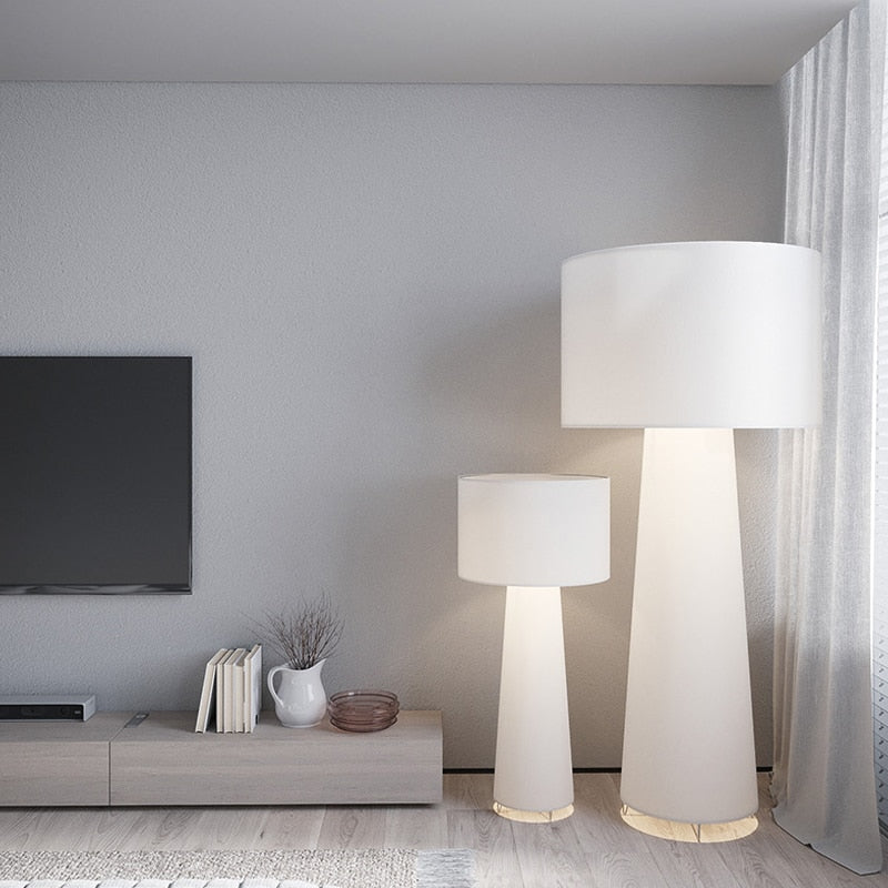 Nordic Minimalist Cream Fabric Floor Lamp - Modern Home Decor for Living Room, Bedroom & Office Lighting