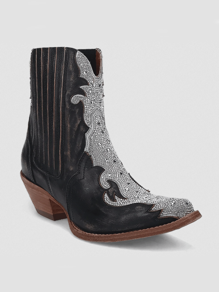 Dan Post DP5125 Women's CRYSTAL Leather Bootie - Black Ankle Boots for Casual Wear & Night Out