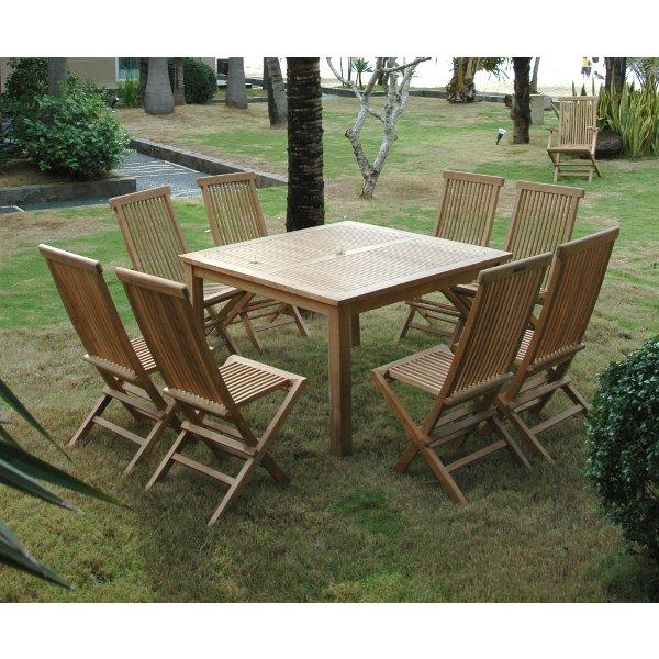 7-Piece Teak Windsor Classic Folding Dining Set - Outdoor Patio, Garden, and Backyard Furniture for Entertaining