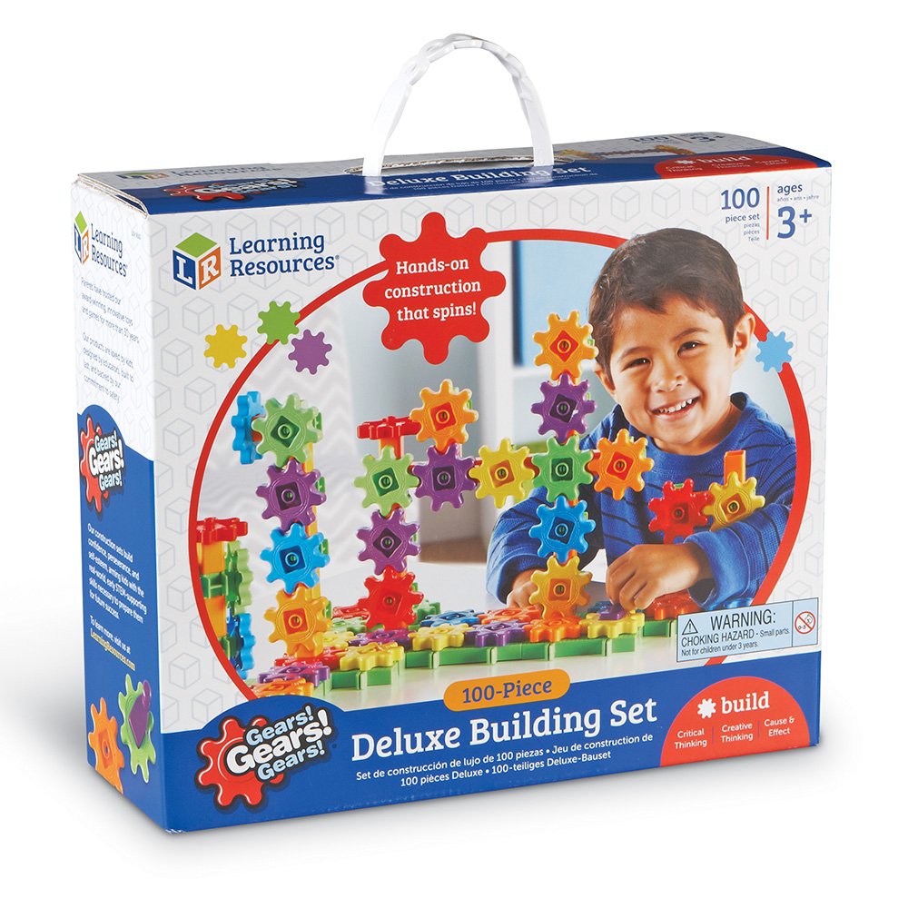 Learning Resources Gears! Gears! Gears! 100-Piece Deluxe Building Set - STEM Construction Toy for Kids Ages 3+, Preschool Educational Building Kit with Interlocking Gears - Perfect for Classroom, Birthday Gifts & Creative Play