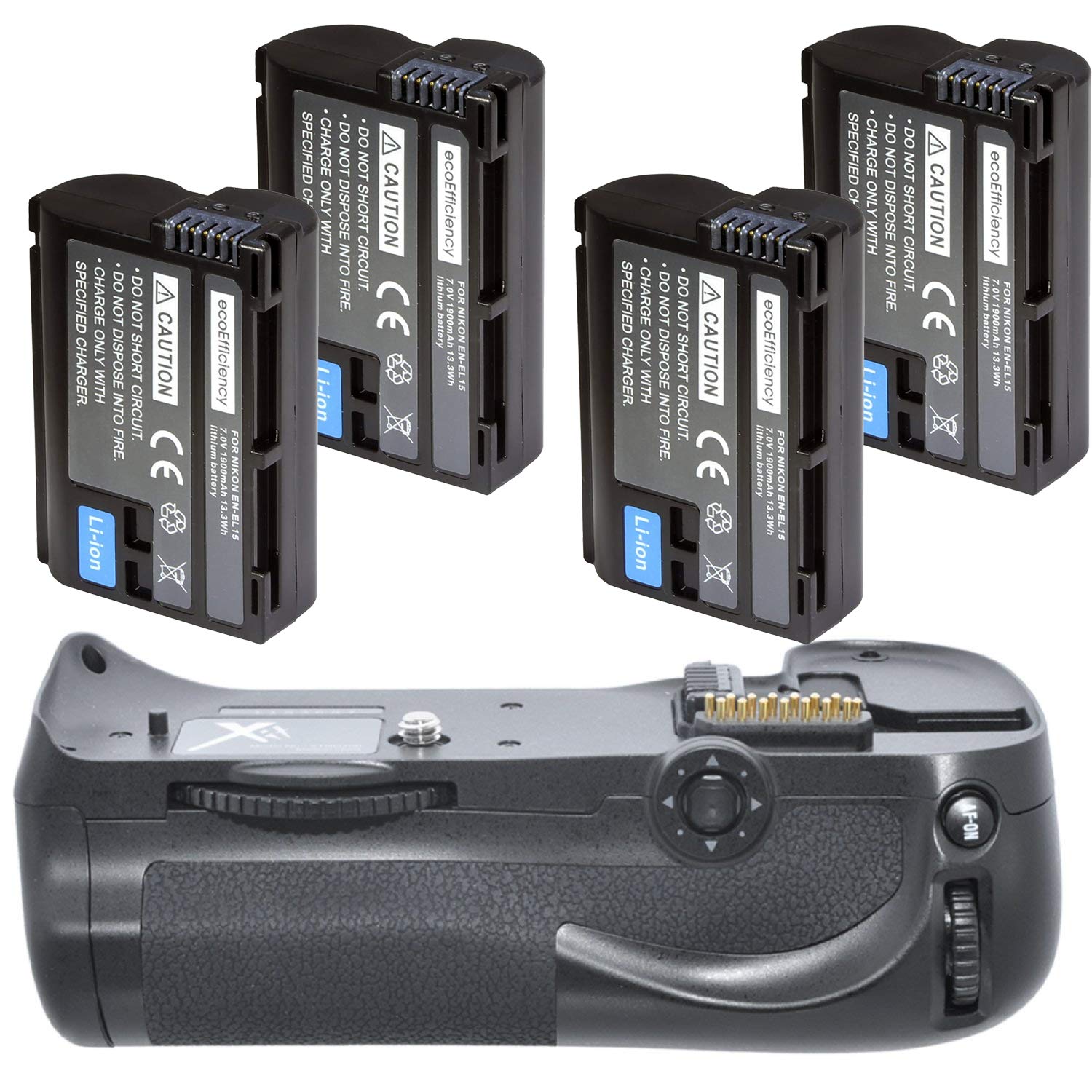 Nikon D800 D810 Battery Grip Kit with 4 EN-EL15 Replacement Batteries & Vertical Grip - Professional DSLR Camera Accessory for Photography, Videography & Travel Shooting