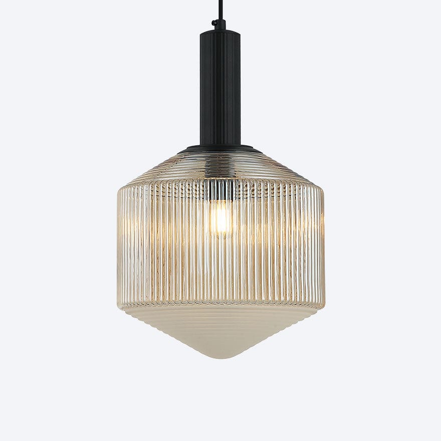 Camilla Glass Ribbed Pendant Light - Elegant Hanging Fixture for Dining Room, Kitchen Island & Bedroom Decor