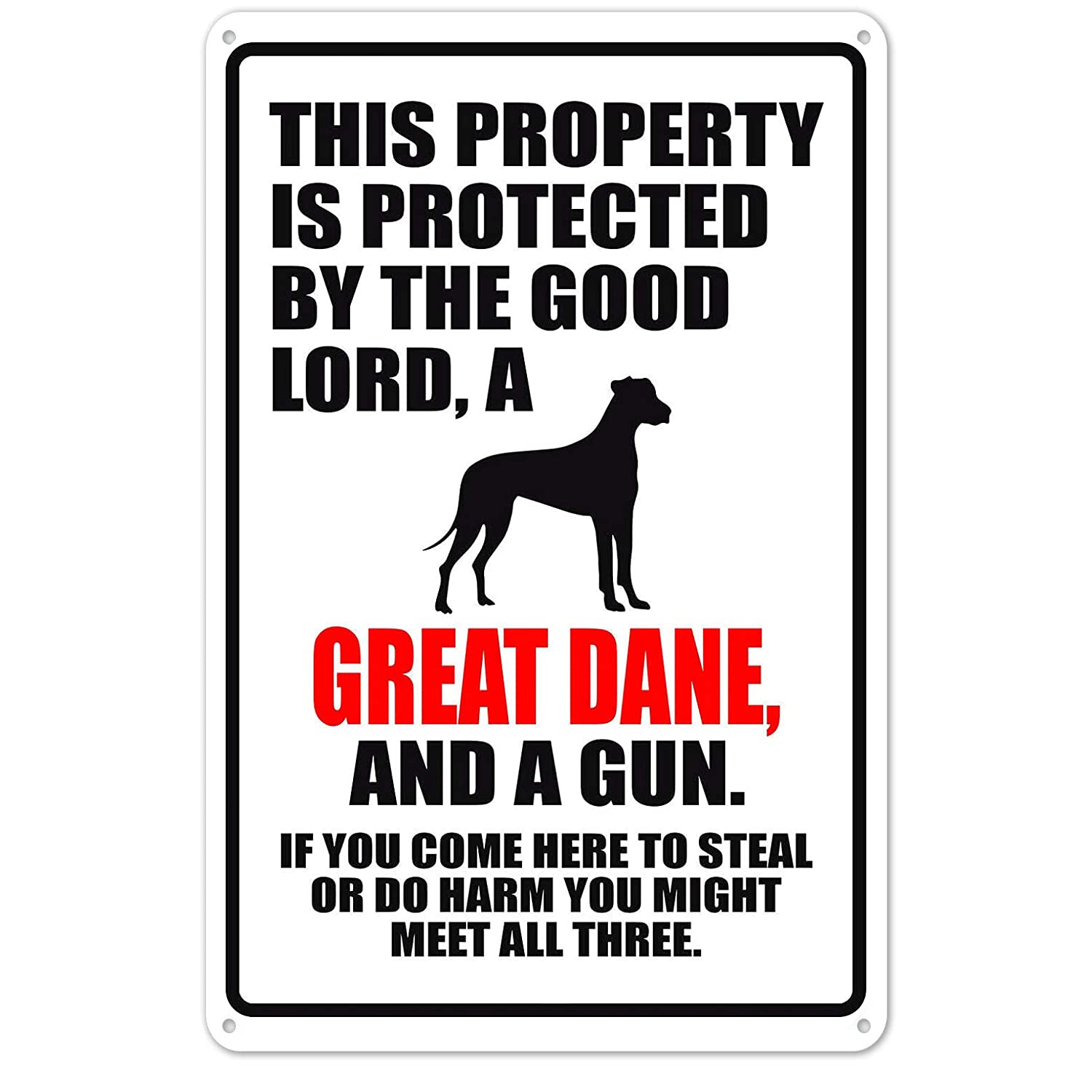 Vintage The Good Lord A Great Dane Dog Novelty Warning Tin Sign - 12x8 Inch Rustic Metal Wall Decor for Home, Bar, Garage & Outdoor Use - Easy Mounting Indoor/Outdoor Caution Sign