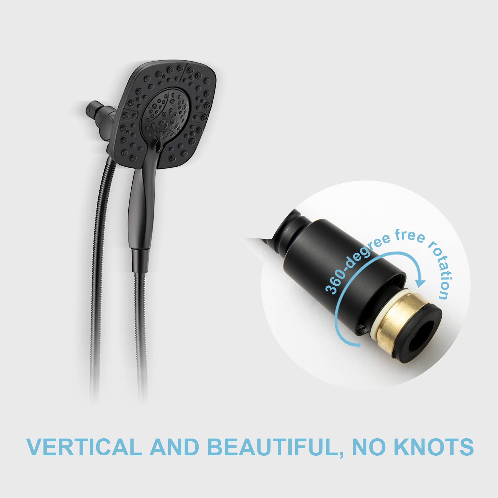 OFFO 80 Inch Stainless Steel Shower Hose - Kink-Free, Electroplated Matte Black with Brass Fittings - Perfect for Handheld Shower Heads & Pet Bathing - Durable Flexible Extension Hose for Bathroom & Cleaning