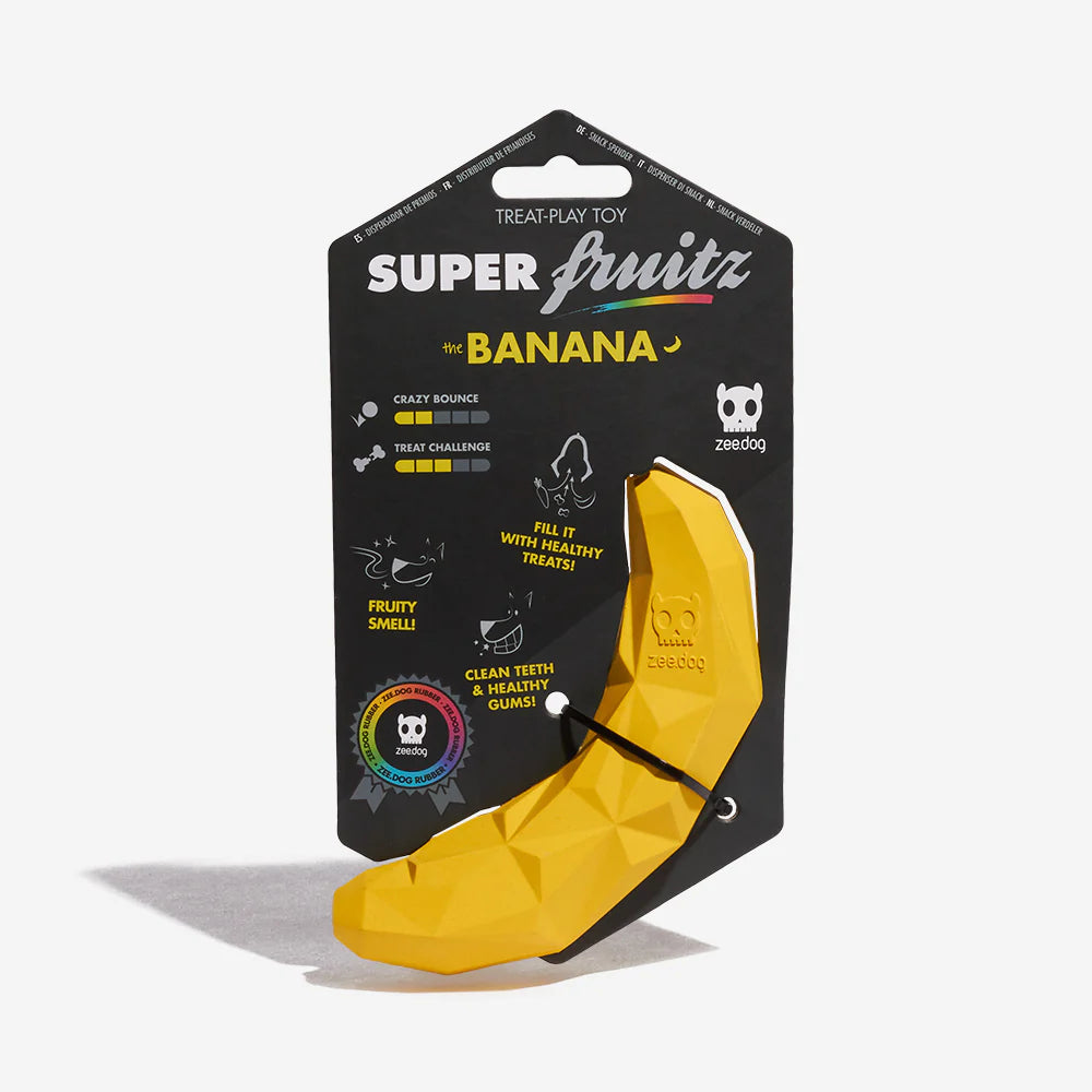 Zee.Dog Super Banana Interactive Dog Toy - Treat Dispenser for Small & Large Dogs - Fun Chew Toy for Training & Playtime at Home or Outdoors