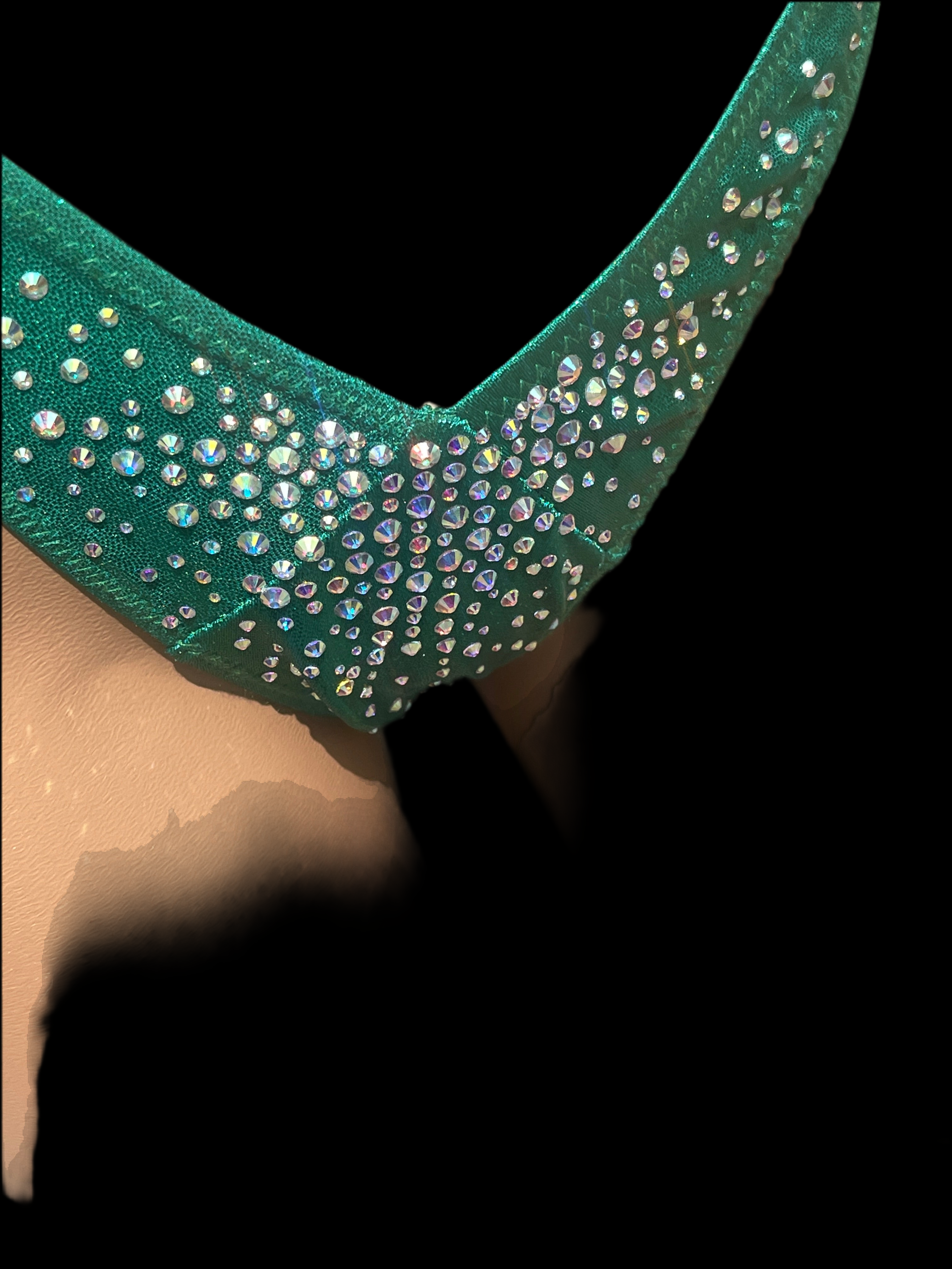 AP 568 Emerald Green Crystal Figure Posing Suit - Competition Physique & Bodybuilding Outfit - Perfect for Figure Shows, Bikini Contests & Stage Performances