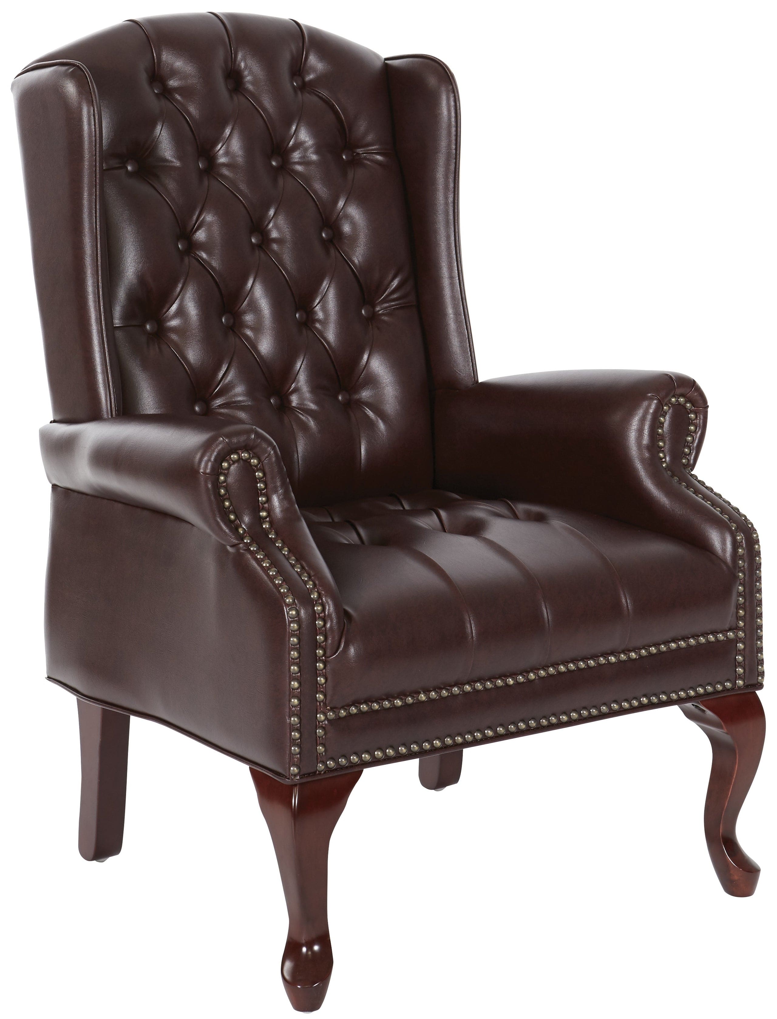 Work Smart Queen Ann Traditional Accent Chair - Elegant Upholstered Living Room Armchair with Carved Wood Legs [TEX234] - Perfect for Home Office, Reading Nook & Lounge Decor