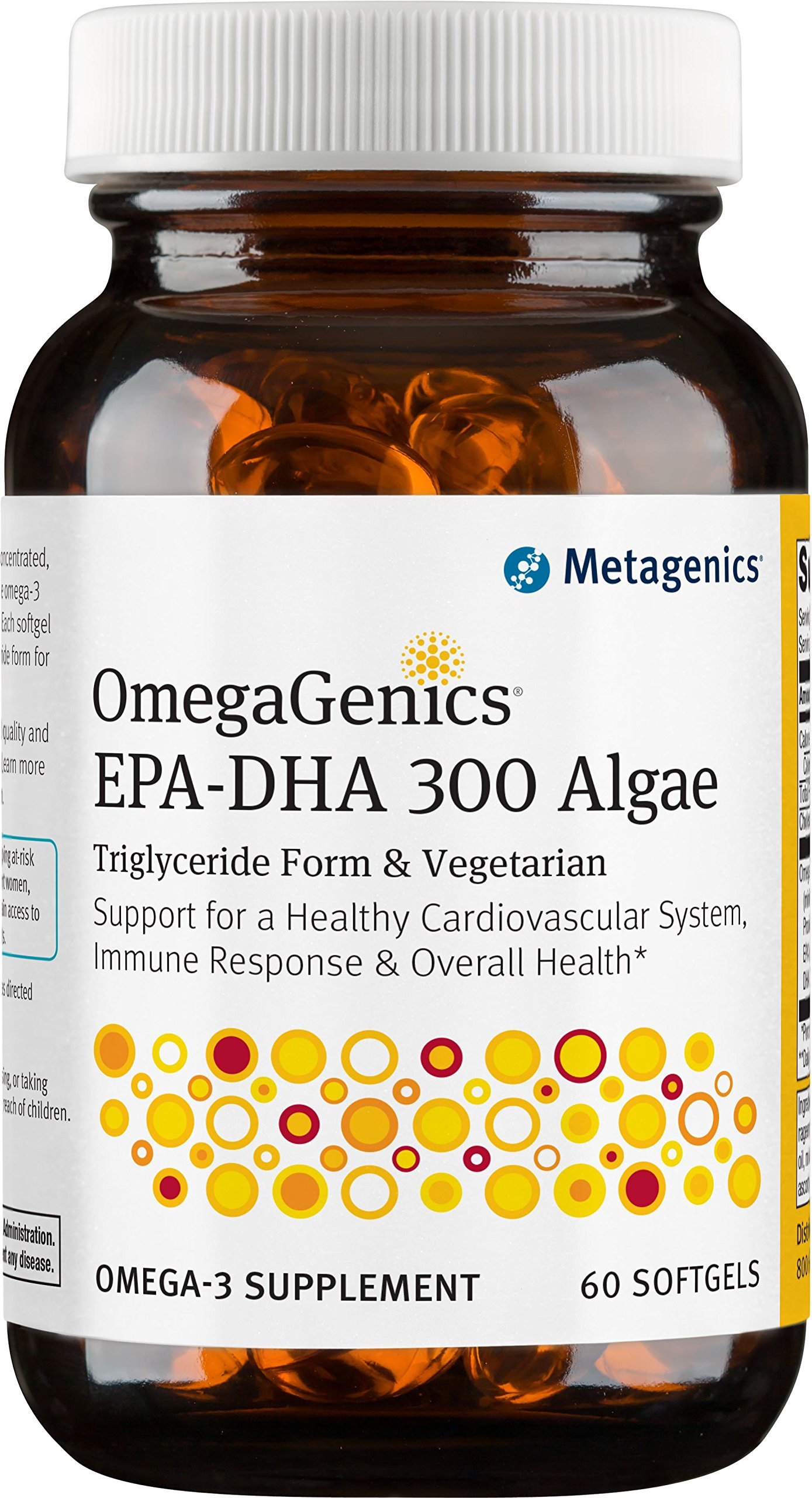 Metagenics OmegaGenics Algae EPA-DHA 300 Dietary Supplement - 60 Softgels | Vegan Omega-3 for Heart & Brain Health | Supports Cognitive Function & Cardiovascular Wellness