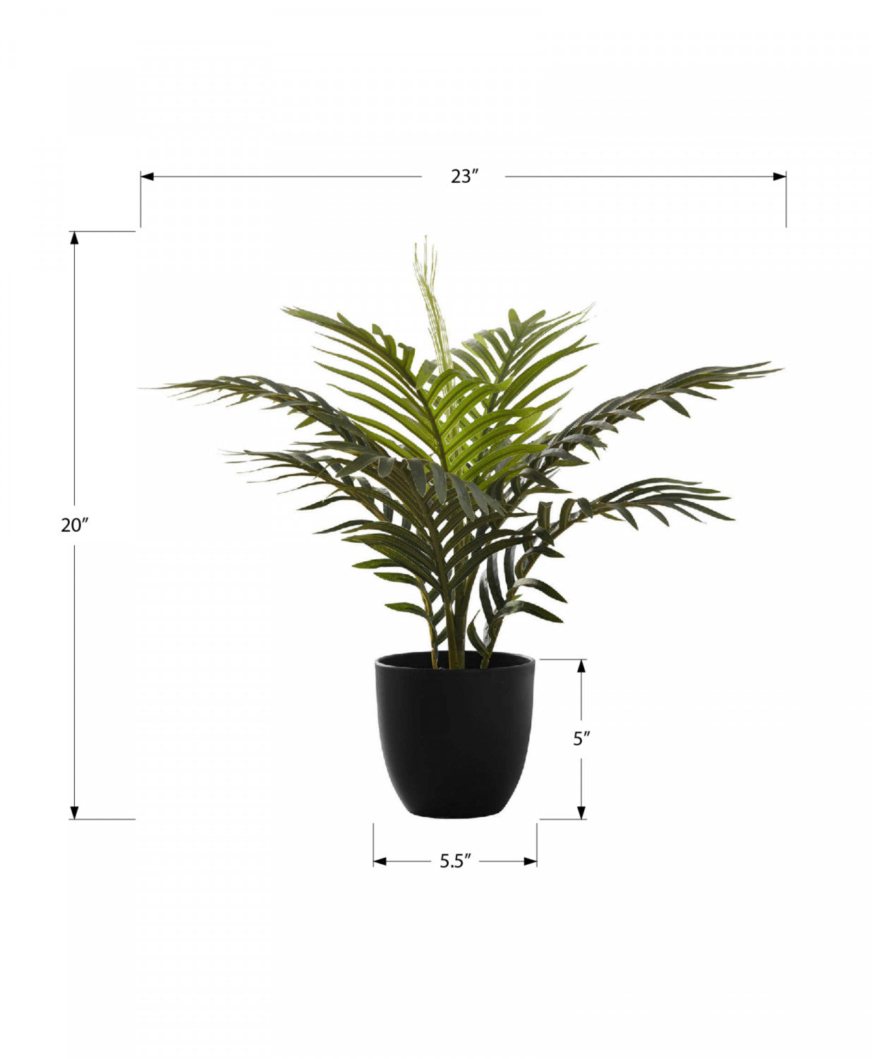 20 Inch Artificial Palm Plant with 5 Black Decorative Pots - Perfect for Home, Office, and Indoor Decor - Low Maintenance Fake Tropical Plant for Living Room, Bedroom, or Balcony