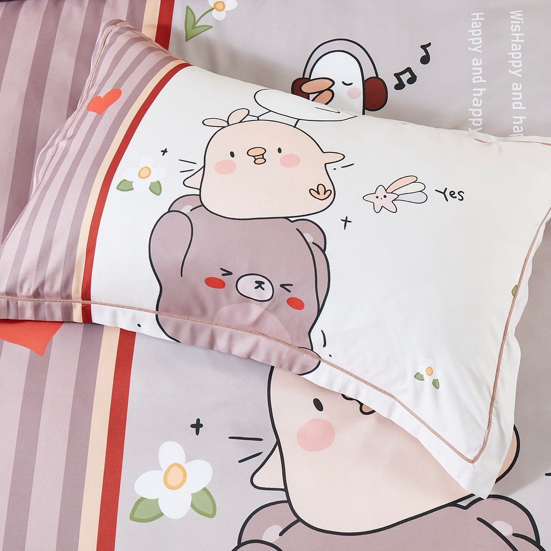 Soft Duck Print Kids Quilt Cover Set - Single Size Bedding for Boys & Girls - Perfect for Nursery, Toddler Room or Sleepovers