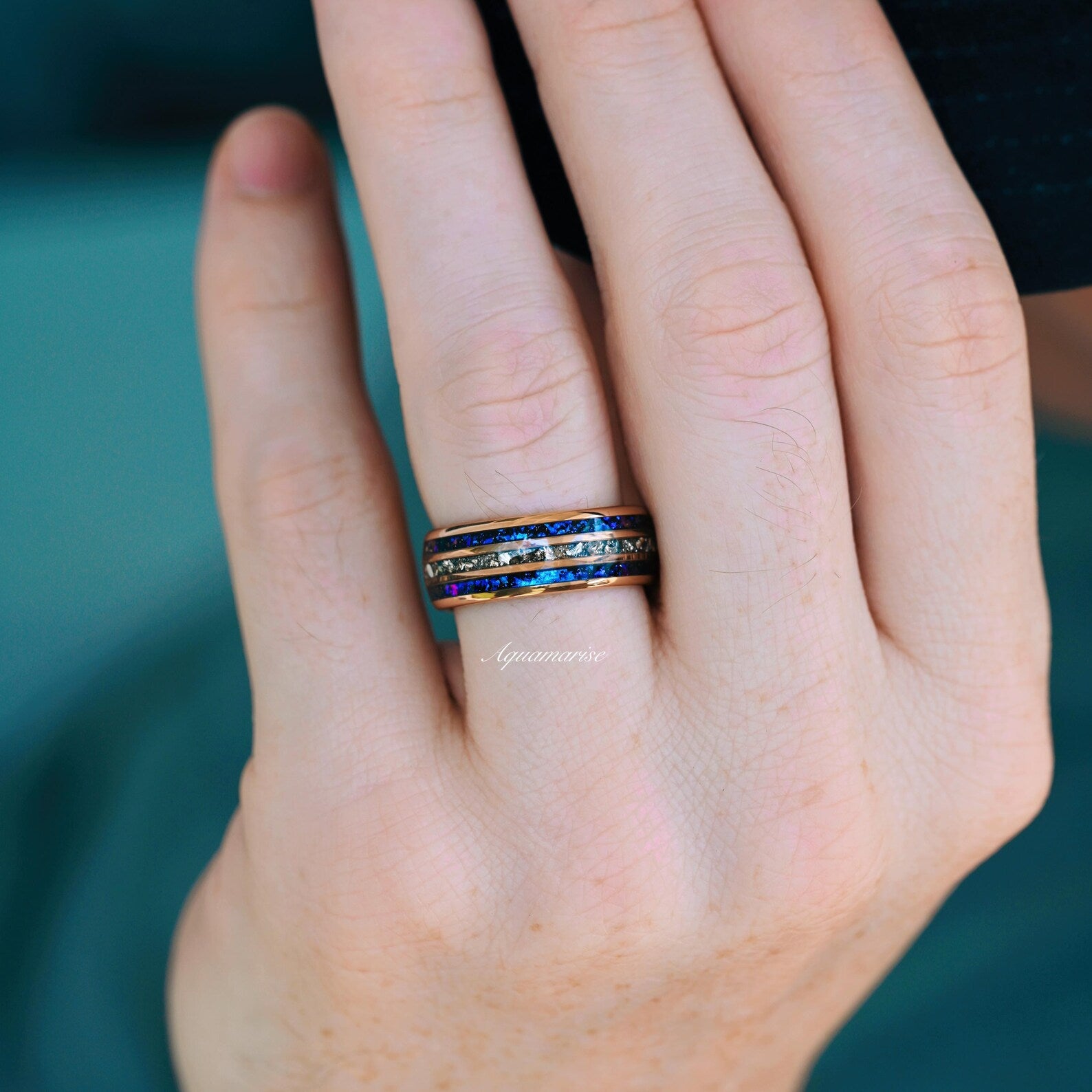 Orion Nebula & Crushed Diamond Wedding Band - 8MM Rose Gold Tungsten Ring for Men & Women - Perfect for Anniversaries, Engagements, and Special Occasions
