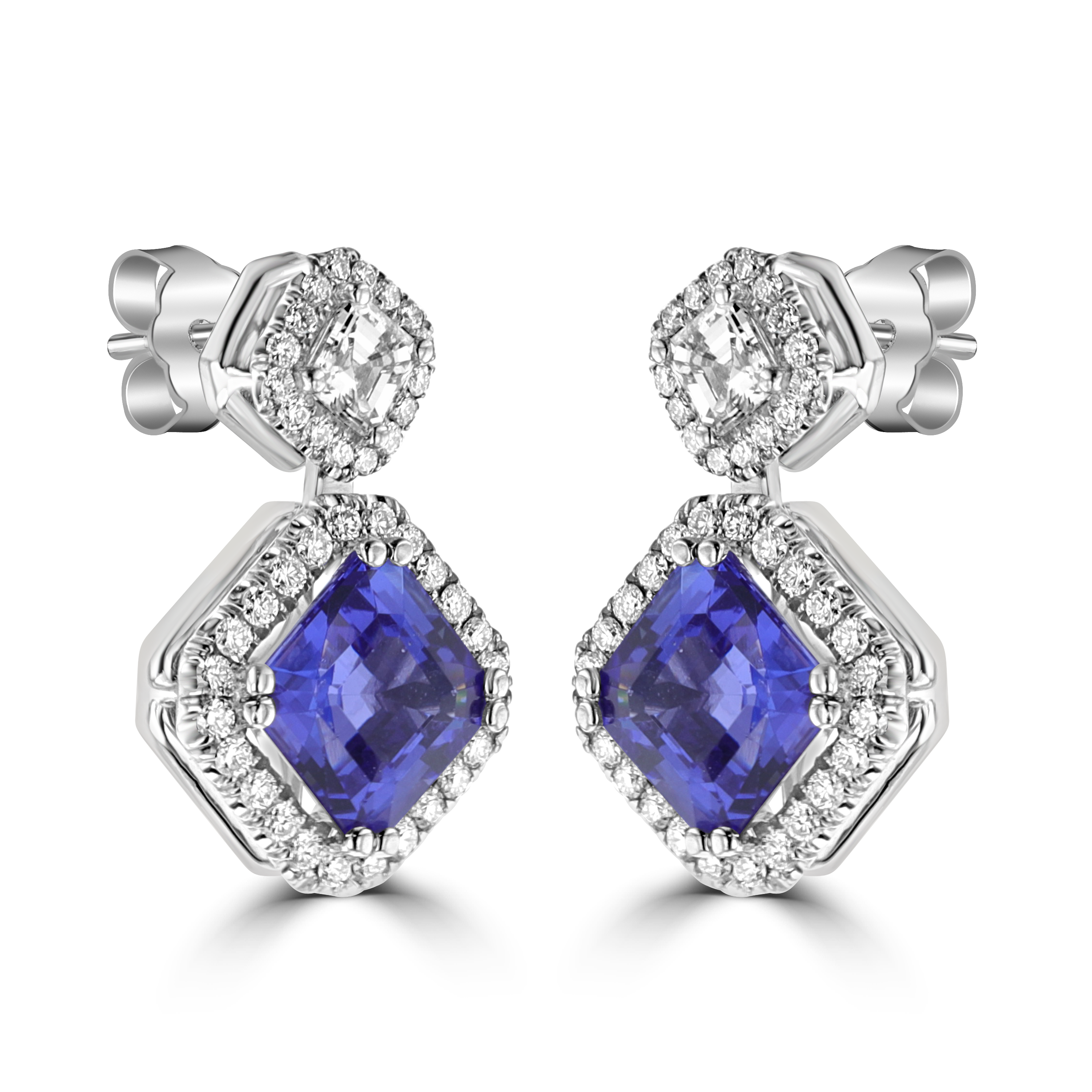 18KT White Gold 6.67 CTW Tanzanite & 1.86 CTW Diamond Earrings for Women - Luxury Jewelry Gift for Anniversary, Wedding, Birthday & Special Occasions