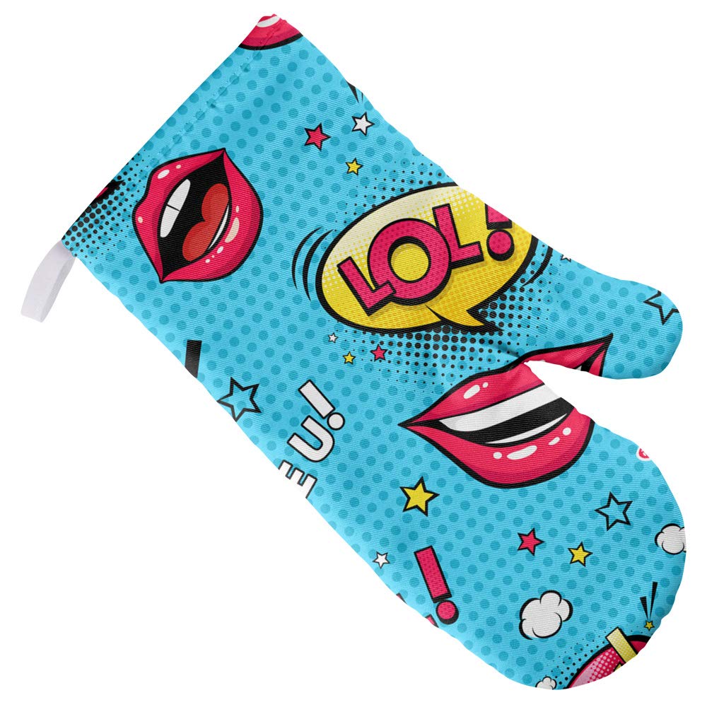 Funny LOL Lip Expressions Oven Mitt - Heat Resistant Kitchen Gloves for Baking, Cooking & BBQ - Perfect for Indoor & Outdoor Use - Great Gift for Home Chefs