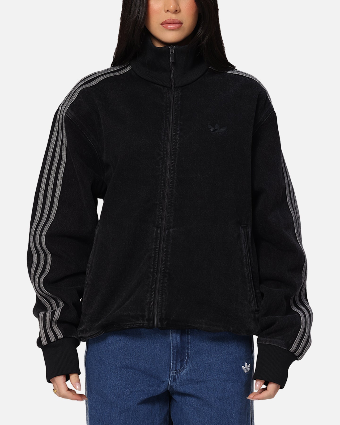 Adidas Adicolor Denim Firebird Track Jacket for Men - True Black Vintage Style Athletic Windbreaker - Perfect for Running, Gym Workouts & Casual Streetwear Fashion