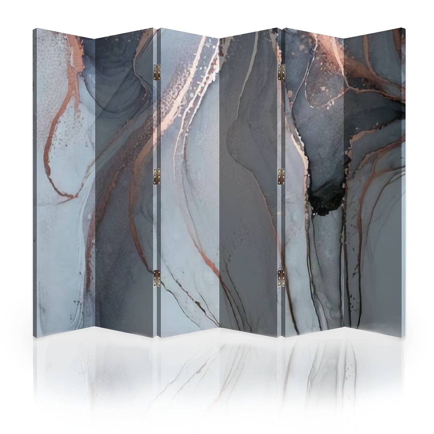 Luxury Abstract Fluid Art Canvas Room Divider Screen - 6 Panel Folding Privacy Partition with Alcohol Ink Technique | Perfect for Home Office, Bedroom Separation & Studio Decor
