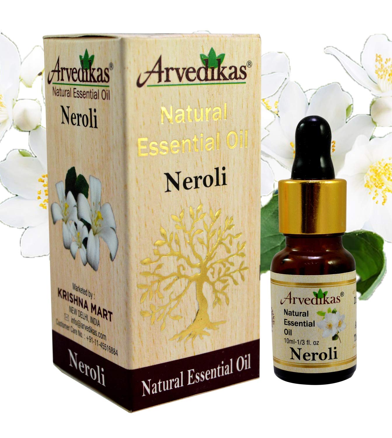 Arvedikas 100% Pure Natural Neroli Essential Oil - 10ml (0.34 fl oz) for Aromatherapy, Massage & Skin Care | Premium Therapeutic Grade Orange Blossom Oil