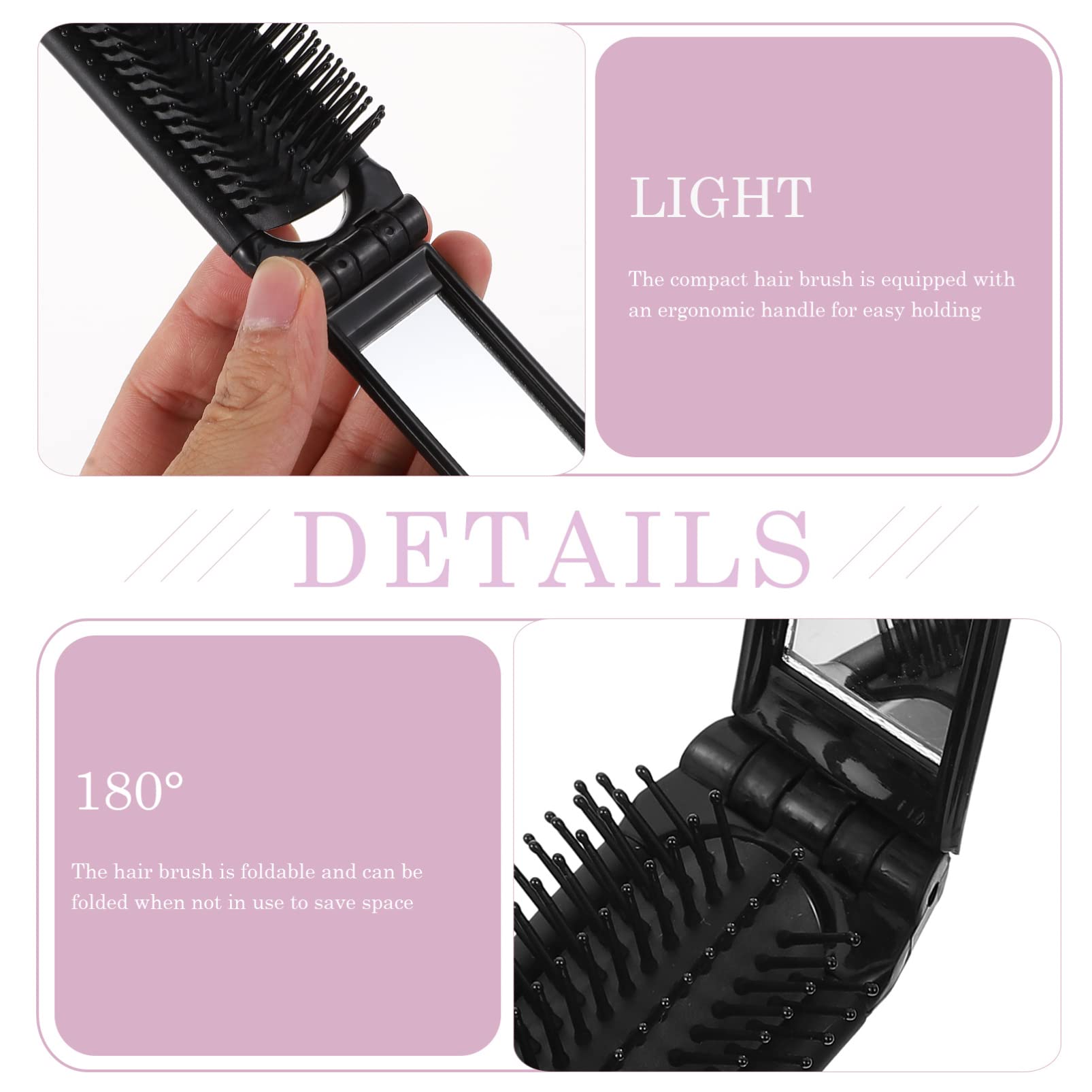 EXCEART 5pcs Foldable Comb with Mirror - Travel Hair Brush for Women & Beard Care - Compact for On-the-Go Styling