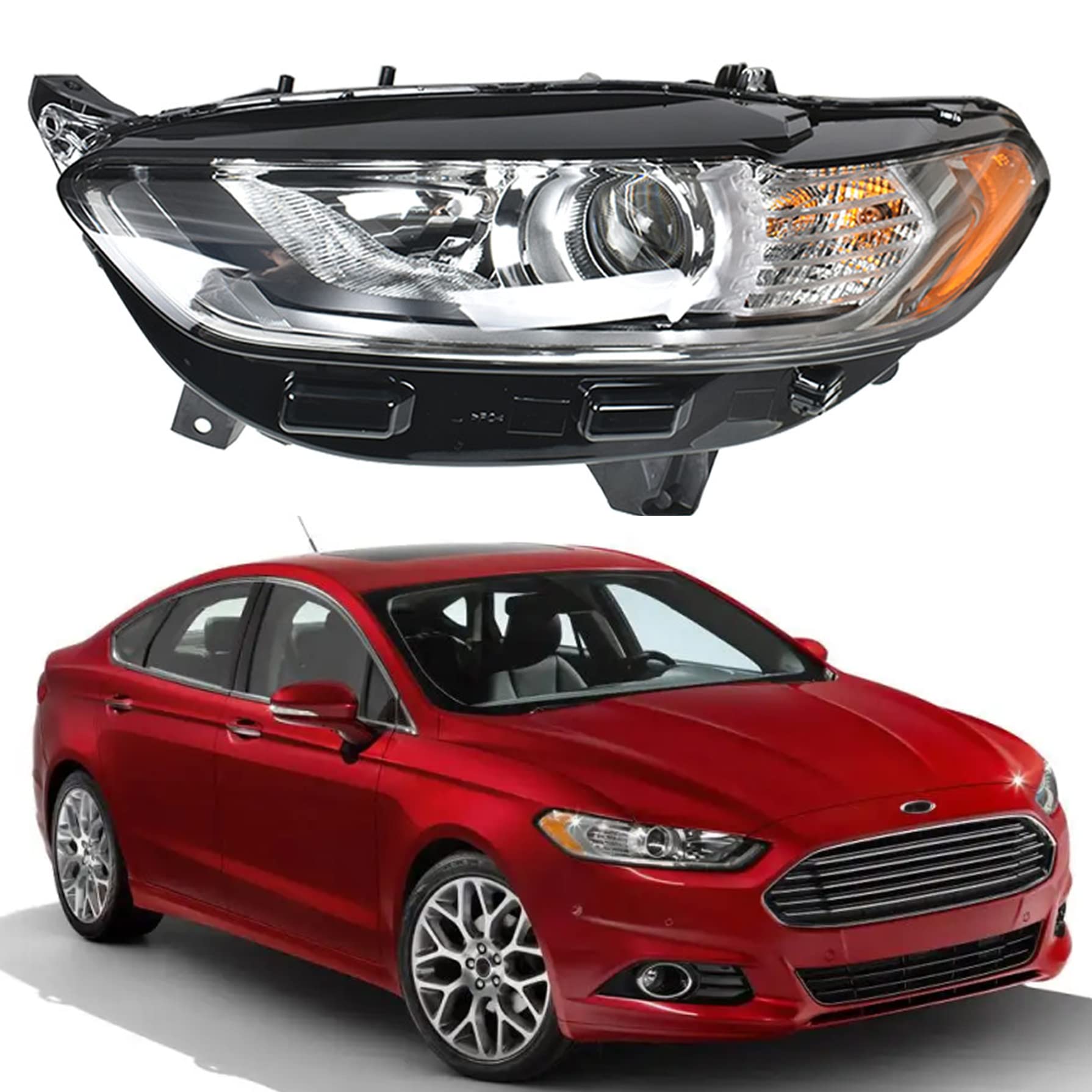 Ford Fusion Headlight Assembly Replacement - Left Driver Side Halogen Headlight for 2013-2016 Models | Perfect for Night Driving & Foggy Conditions