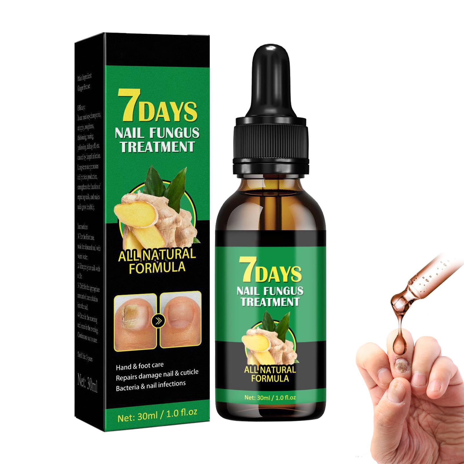 Ginger Nail Growth Serum & Cuticle Care Oil - 7 Day Nail Treatment for Stronger, Healthier Nails | Natural Nail Support & Repair Solution for Dry, Brittle Nails | Perfect for At-Home Manicures & Nail Care Routines