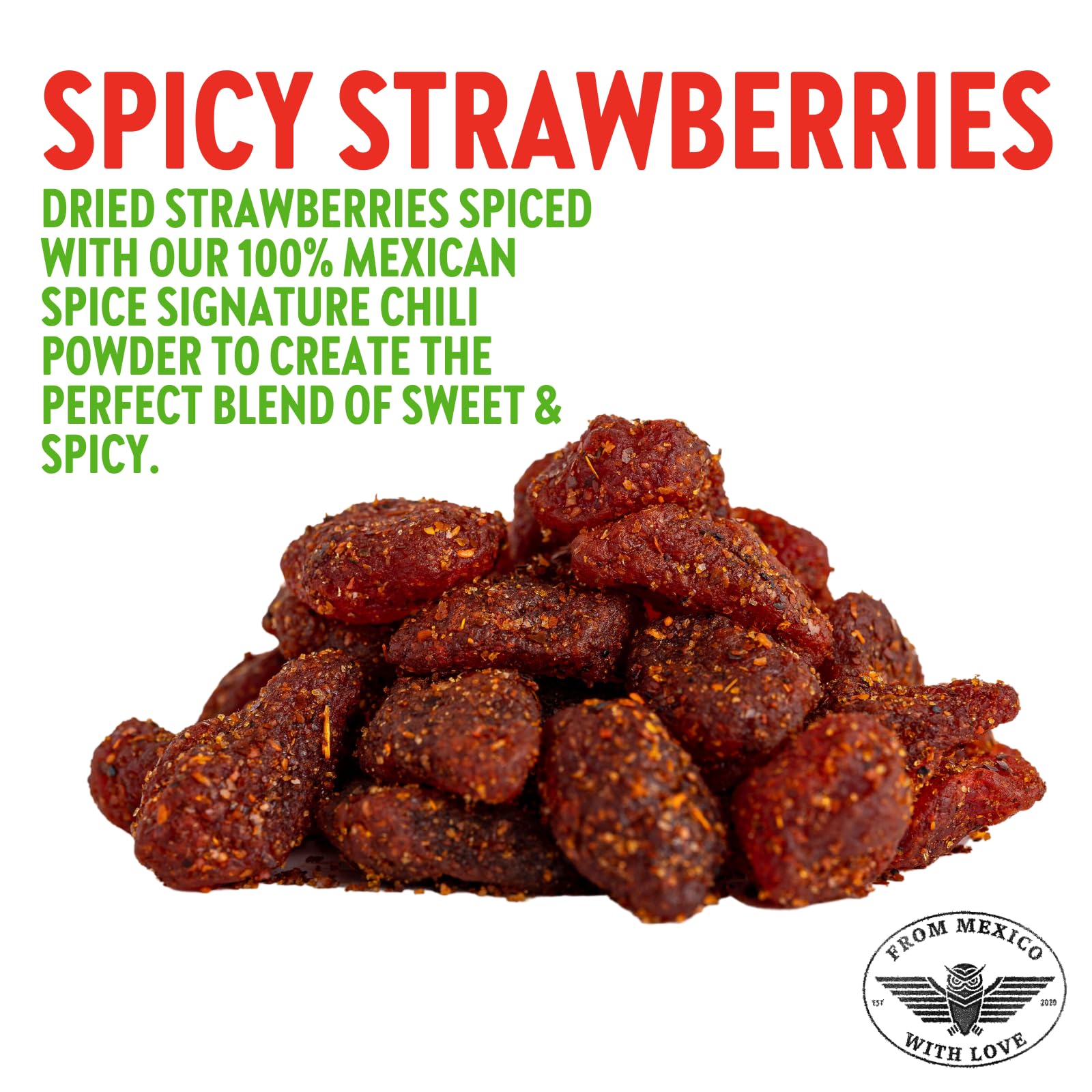 Spicy Dried Strawberries with Chili - 2 Pack | Mexican Candy Snacks for Adults & Kids | Natural Dehydrated Strawberries | Perfect for Parties, Movie Nights & Lunchbox Treats