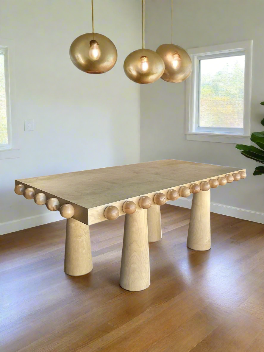 Modern Light Oak Dot Rectangular Wood Dining Table - Rustic Farmhouse Style for Kitchen, Dining Room & Small Spaces