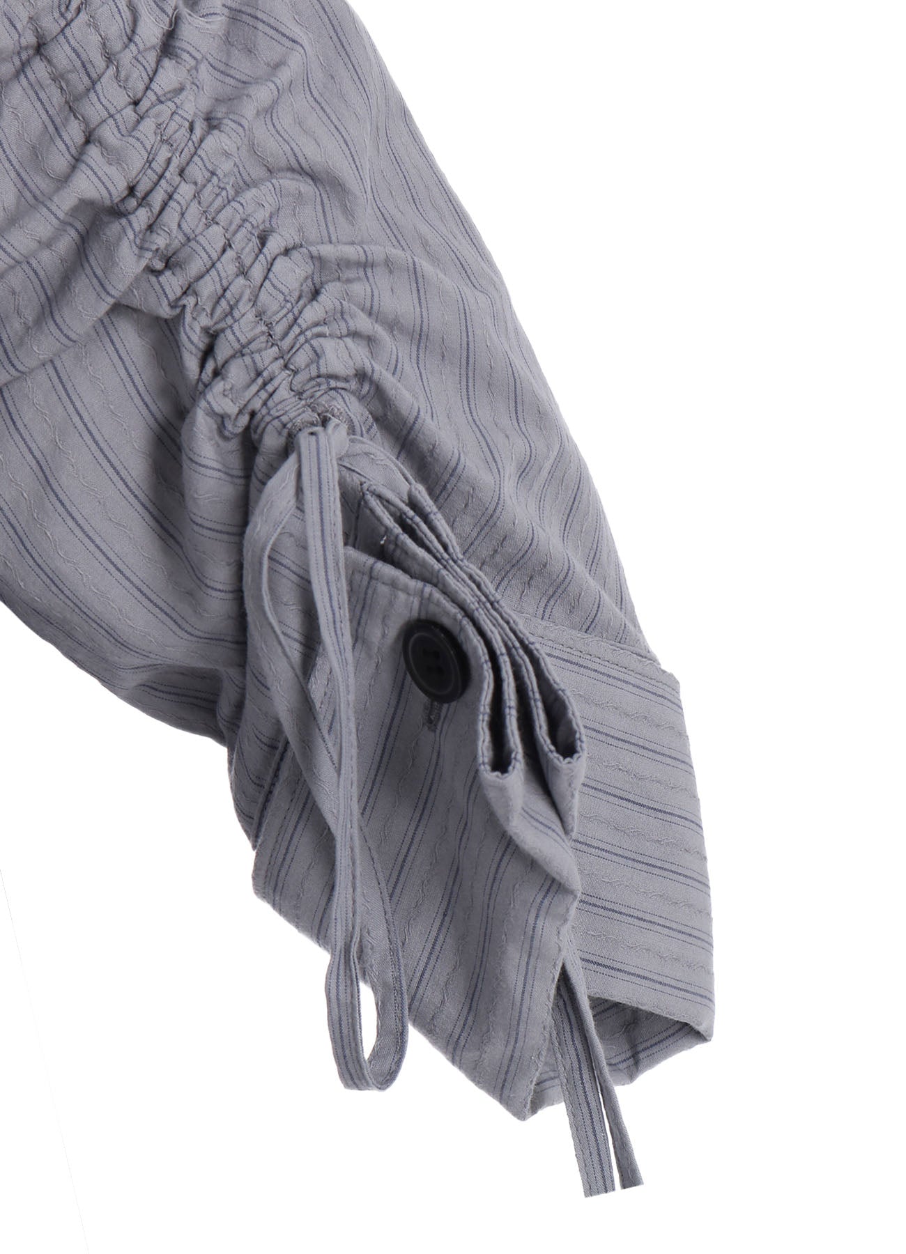 DOBBY STRIPE SHIRRING SLEEVE SHIRT - Women's Fashion Blouse with Ruffled Details & Elastic Cuffs - Perfect for Office Wear, Date Nights & Spring Outfits