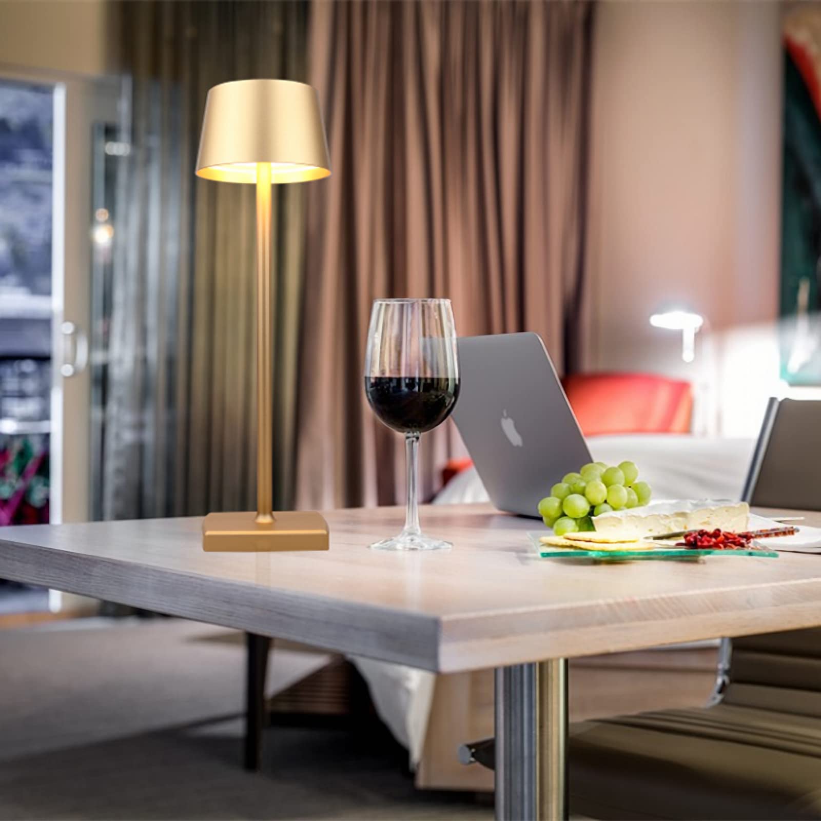Rechargeable LED Cordless Table Lamp - Dimmable Aluminum Light for Indoor & Outdoor Use - Perfect for Bedroom, Living Room, Patio and Camping
