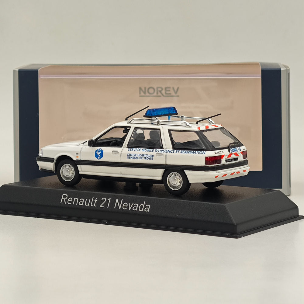 1/43 Scale Norev Renault 21 Nevada 1991 SAMU 10 Diecast Model Car - White - Collectible Miniature Vehicle for Display, Gifts & Diorama Scenes