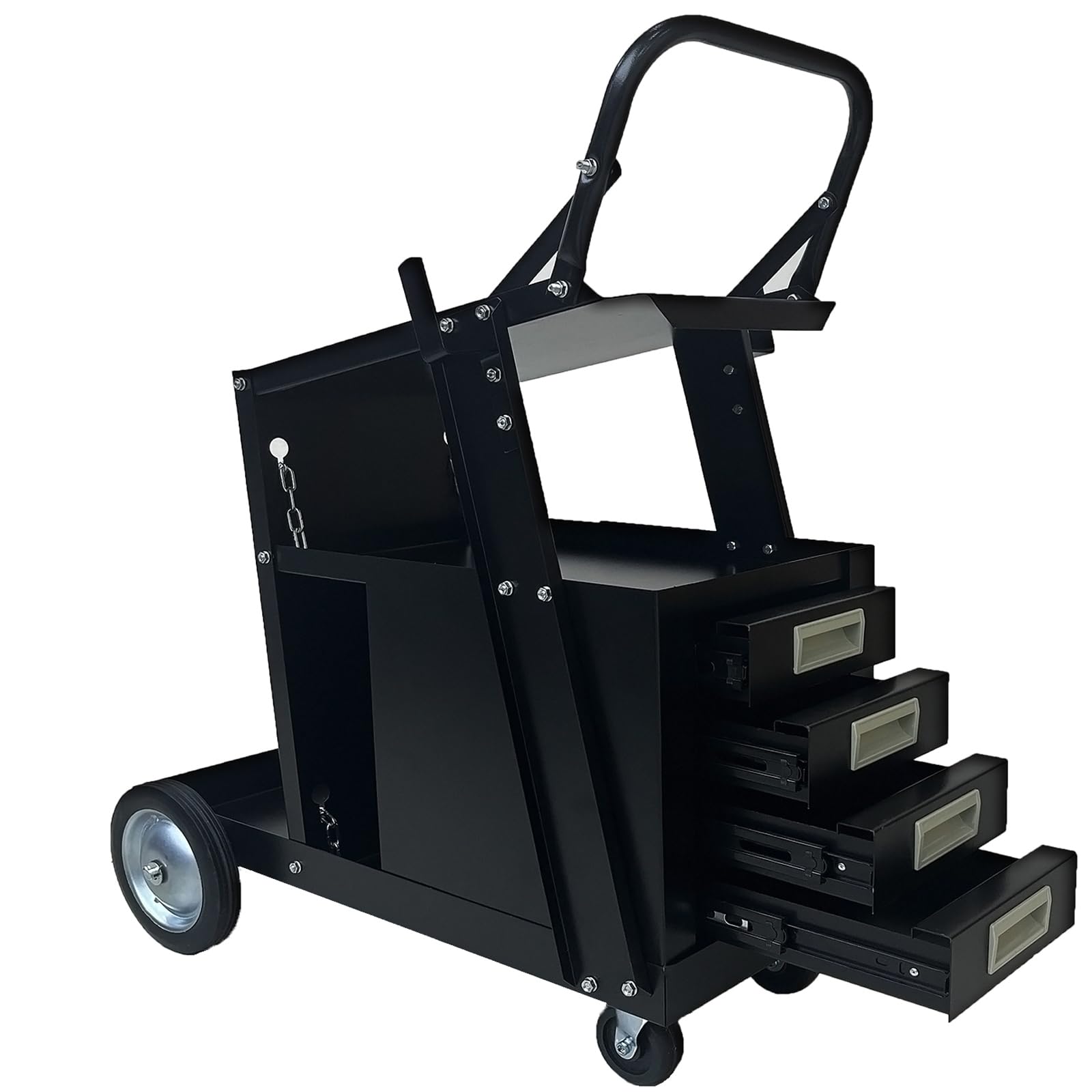 Upgraded Rolling Welding Cart with 4 Drawers & Safety Chain - Heavy Duty Storage Solution for TIG MIG Welders & Plasma Cutters - Perfect for Workshops, Garages & Industrial Use