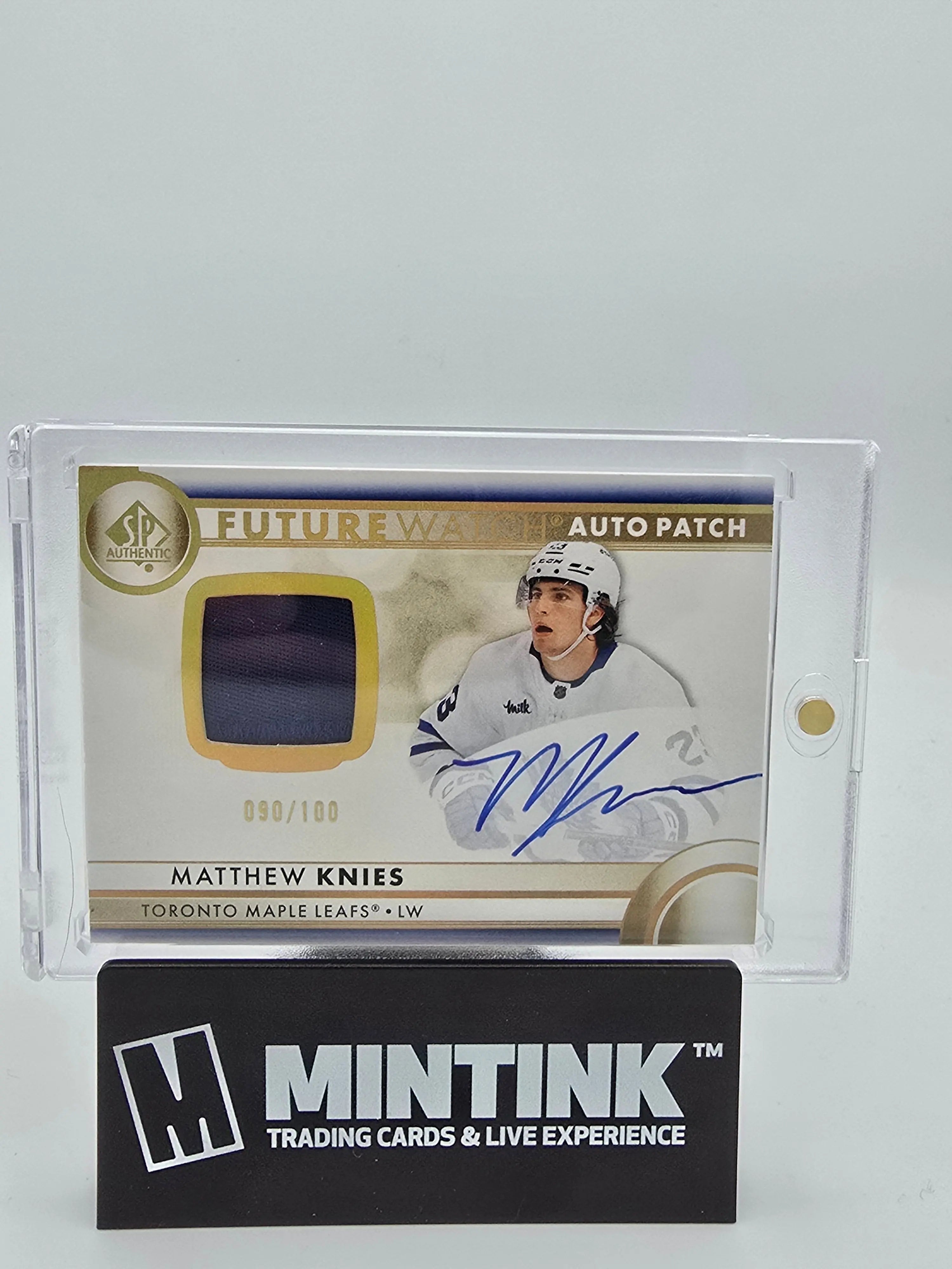 2023-24 Upper Deck SP Authentic Hockey Matthew Knies Future Watch Patch Auto Rookie Card 090/100 #107 - Perfect for NHL Collectors, Hockey Memorabilia Fans & Sports Card Investors