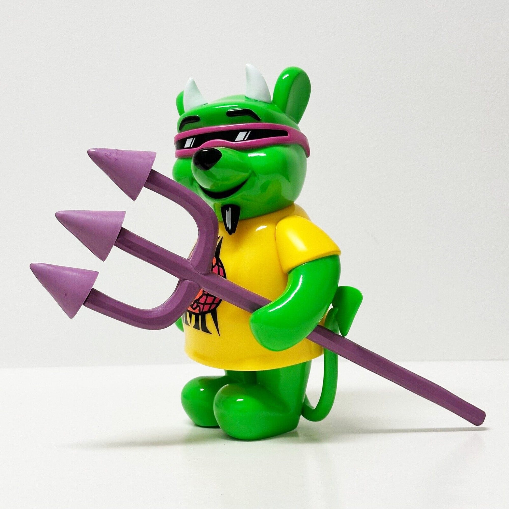 Rocco3 Devil Bear Monster Green Vinyl Art Toy by Marc McKee x Black Book Toy - Limited Edition Collectible for Home Decor & Pop Culture Enthusiasts