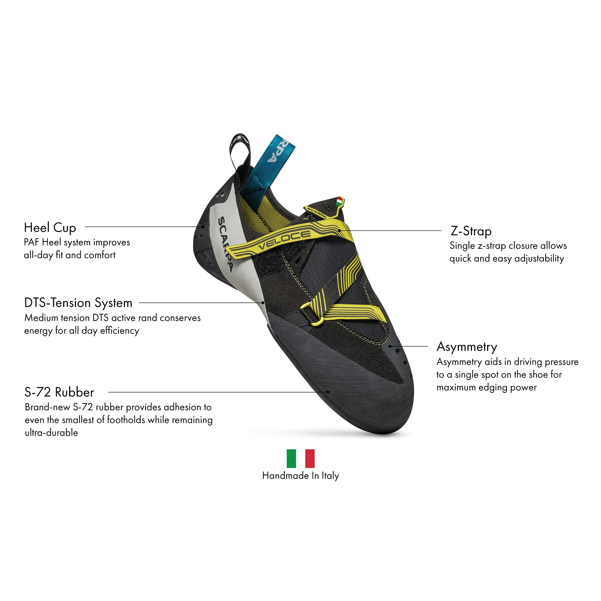 SCARPA Men's Veloce Rock Climbing Shoes - Lightweight & Breathable for Indoor Gym Climbing, Bouldering & Training | Perfect for Beginners & Advanced Climbers