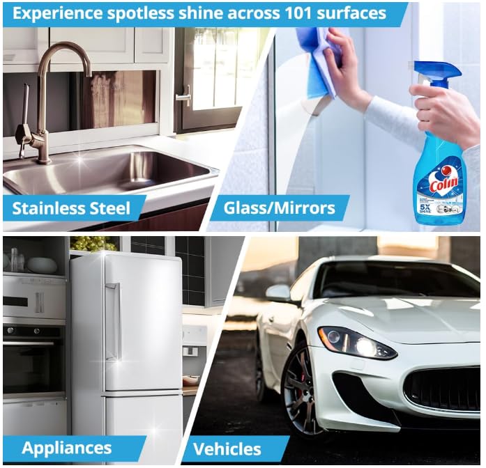 **Patel Enterprise Colin 500ml Glass & Surface Cleaner Spray – India's #1 Multi-Purpose Cleaner for Cars, Kitchens, Windows & Home Surfaces – Pack of 1 | Streak-Free Shine for Mirrors, Tiles & Stainless Steel**