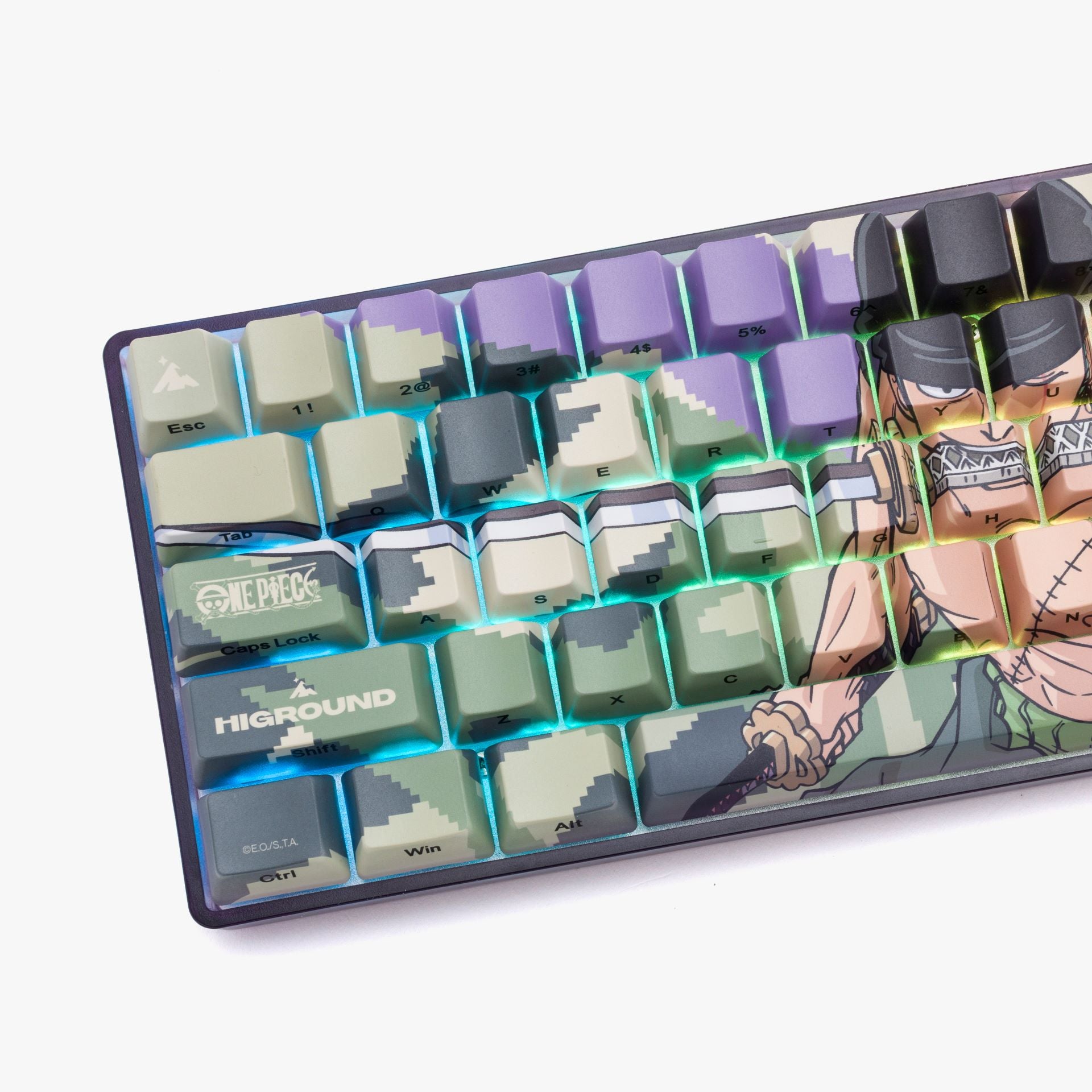One Piece x HG Basecamp 65HE Mechanical Keyboard - Zoro Edition | Anime Gaming Keyboard for PC & Mac | Perfect for Gaming, Typing & Anime Fans