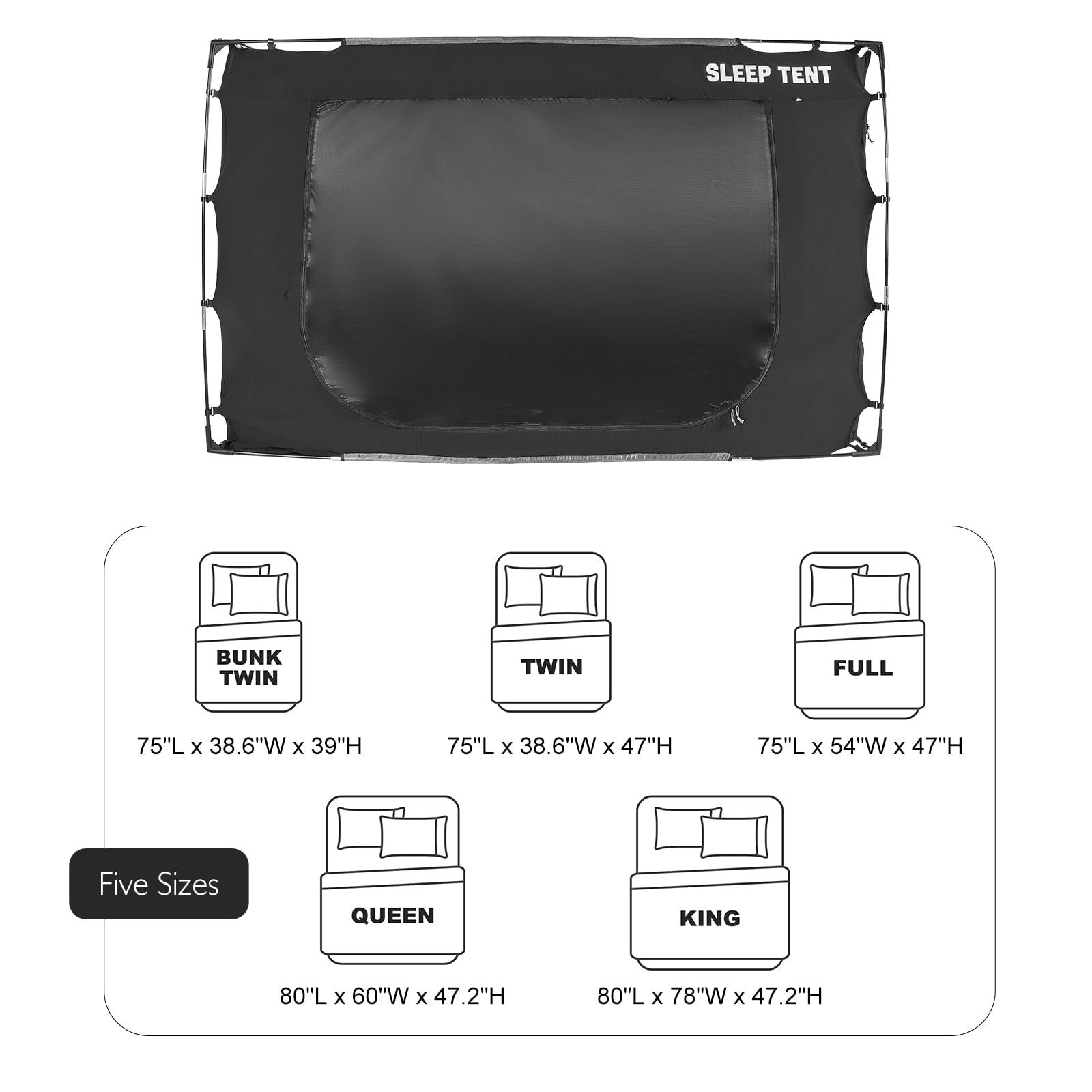 Portable Blackout Bed Tent for Twin Size - 99% Light Blocking, Breathable Privacy Canopy with 3 Doors - Perfect for Indoor Camping, Kids Sleepovers & Nap Time (Mattress Not Included)