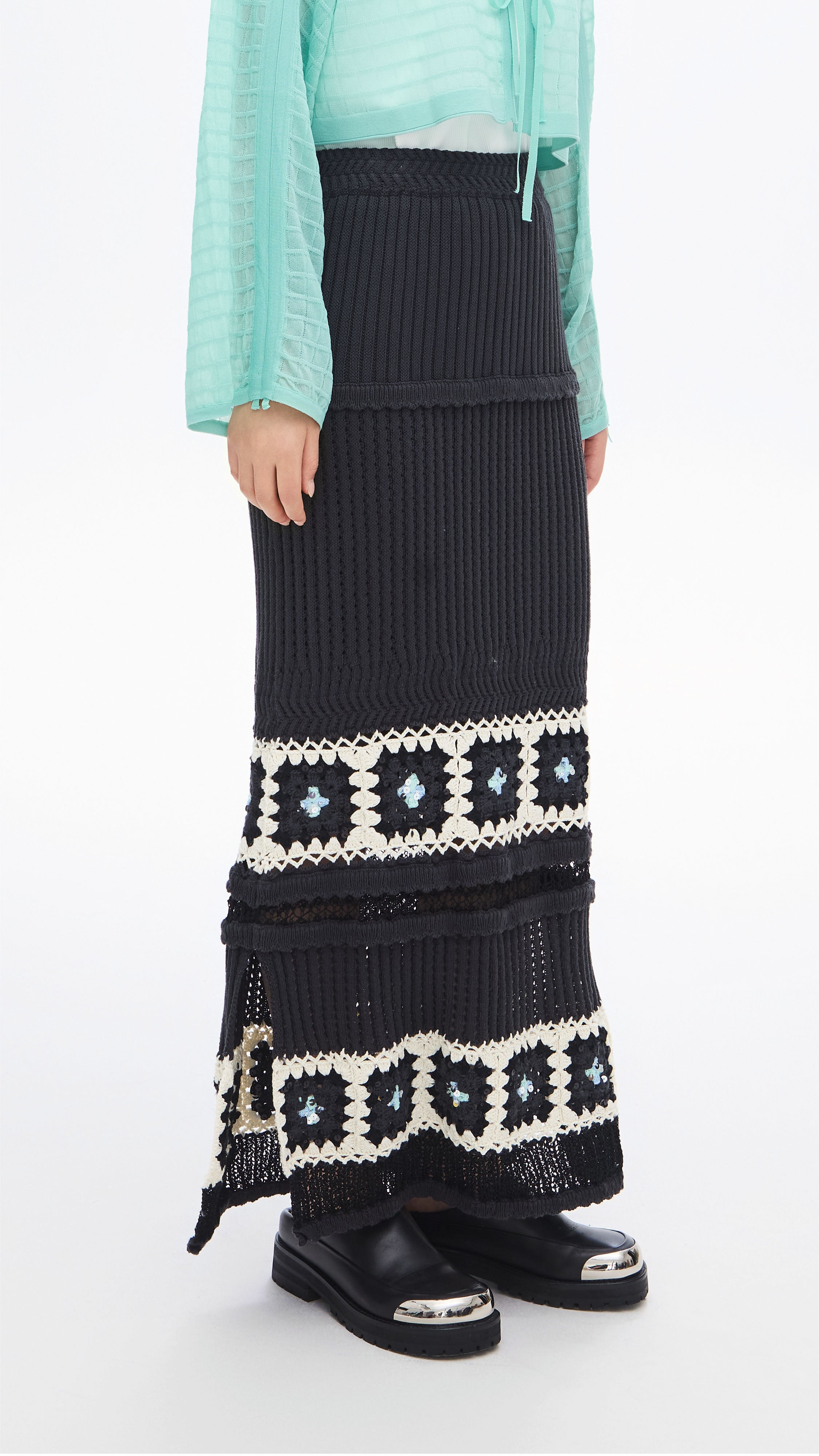 Beaded Knit Skirt for Women - Elegant Boho Maxi Skirt with Handmade Bead Details | Perfect for Beach, Vacation, and Summer Outfits